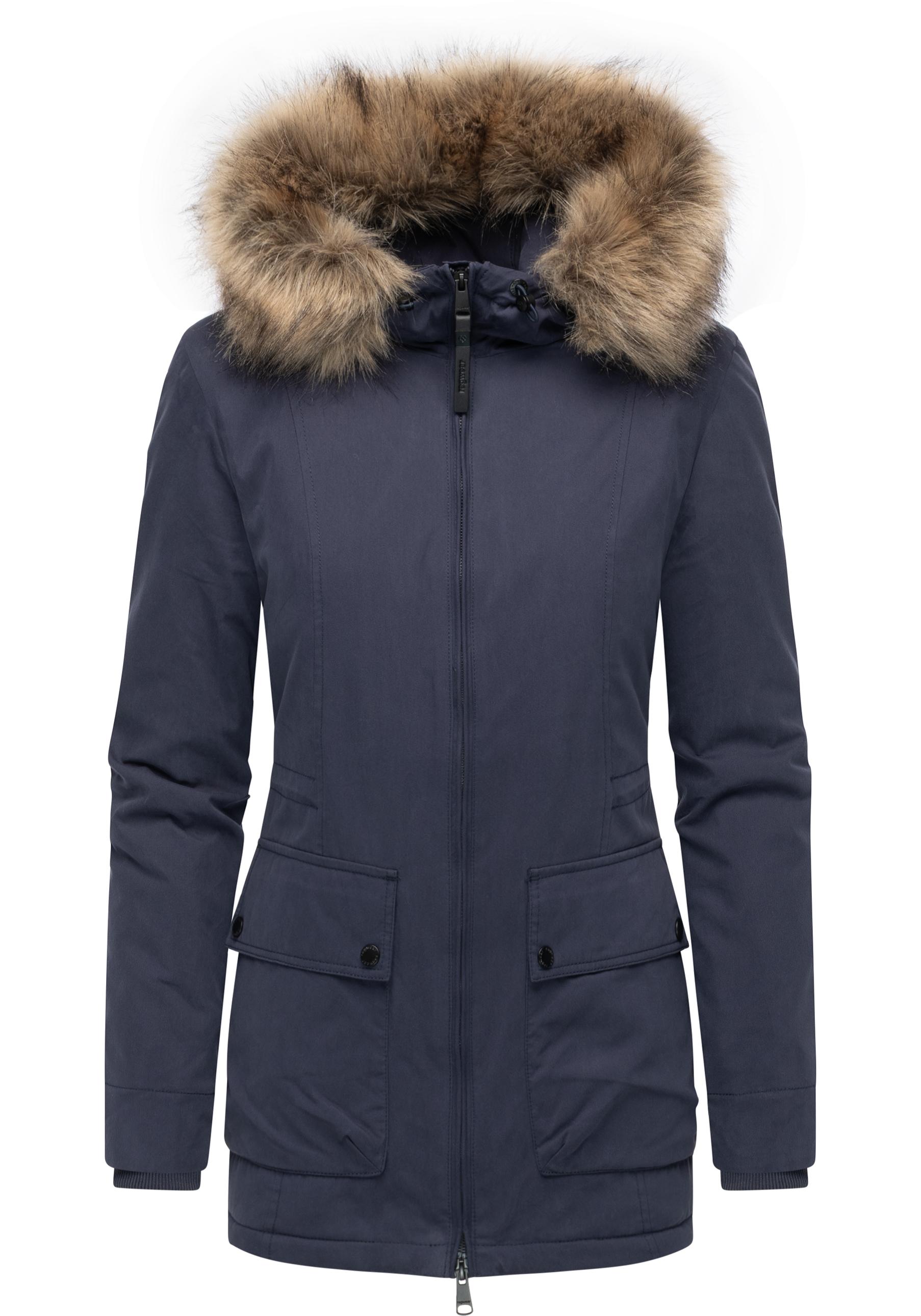 Ragwear Kurzmantel "Monadetta Warm" Kurzer Wintermantel mit Kunstfellbesatz