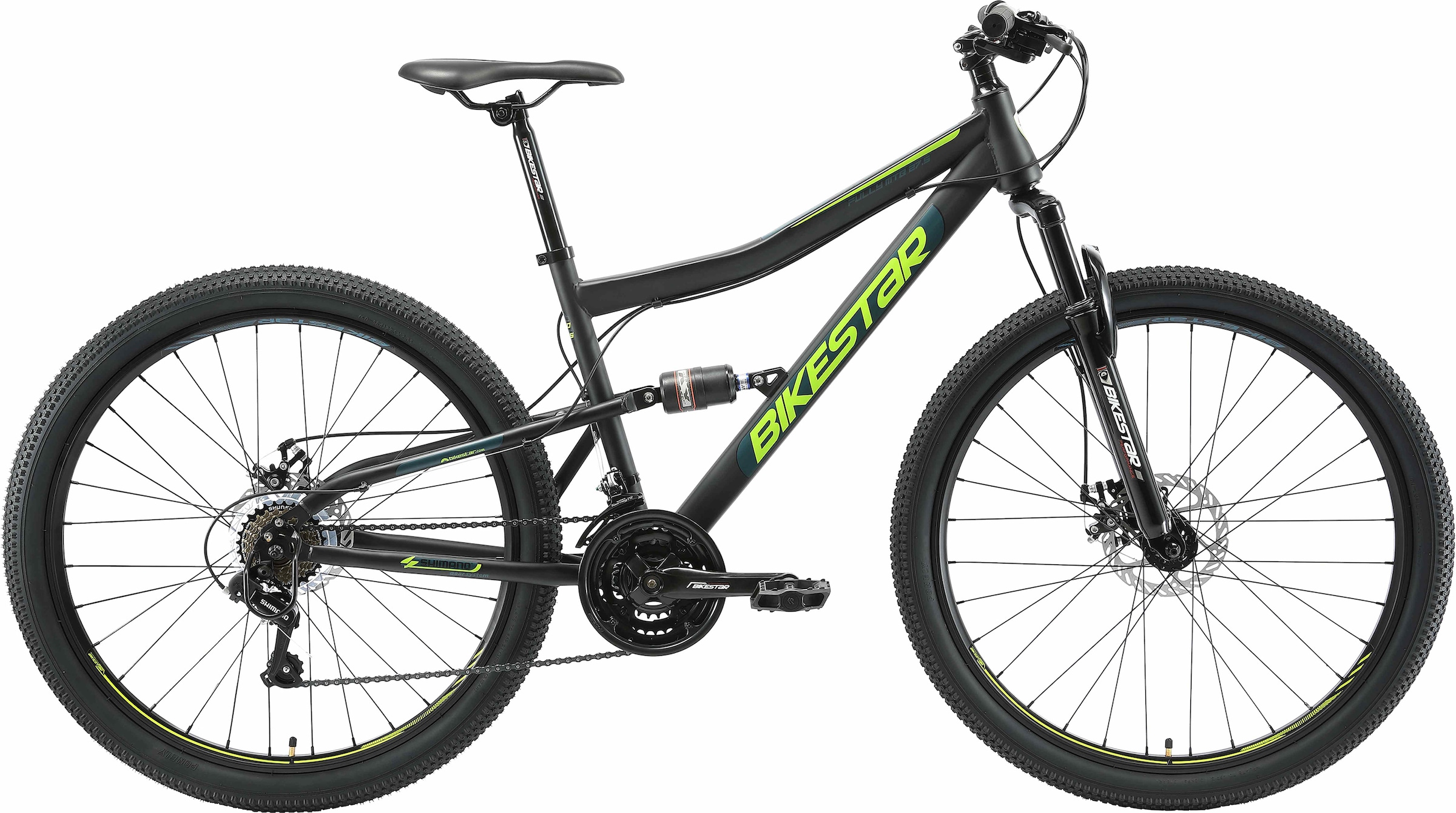 Bikestar Mountainbike, 21 Gang, Shimano, RD-TY300 Schaltwerk, Kettenschaltung, für Damen und Herren, Kettenschaltung