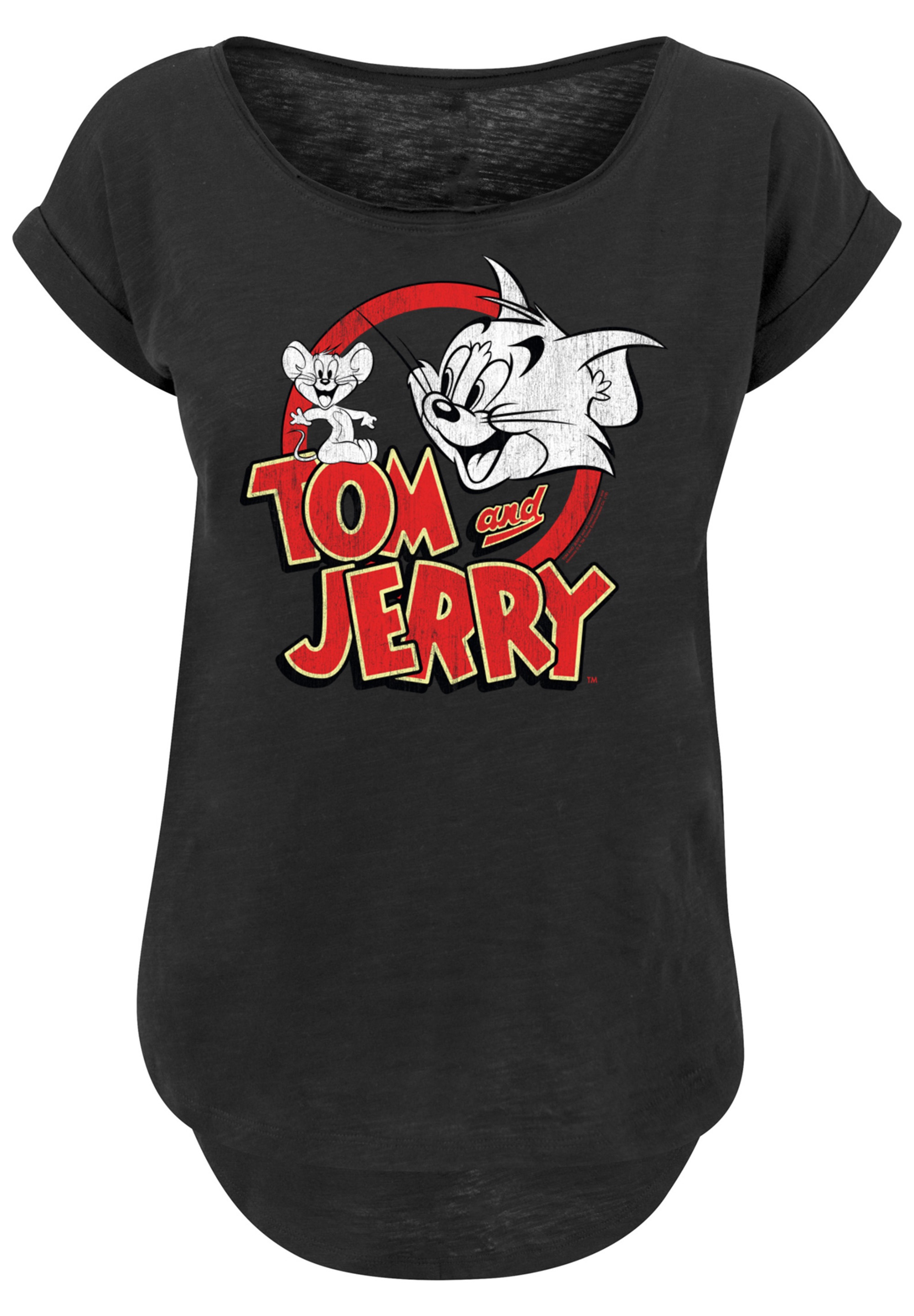 F4NT4STIC T-Shirt »Tom and Jerry TV Serie Distressed«, Damen,Premium Merch,Lang,Longshirt,Bedruckt