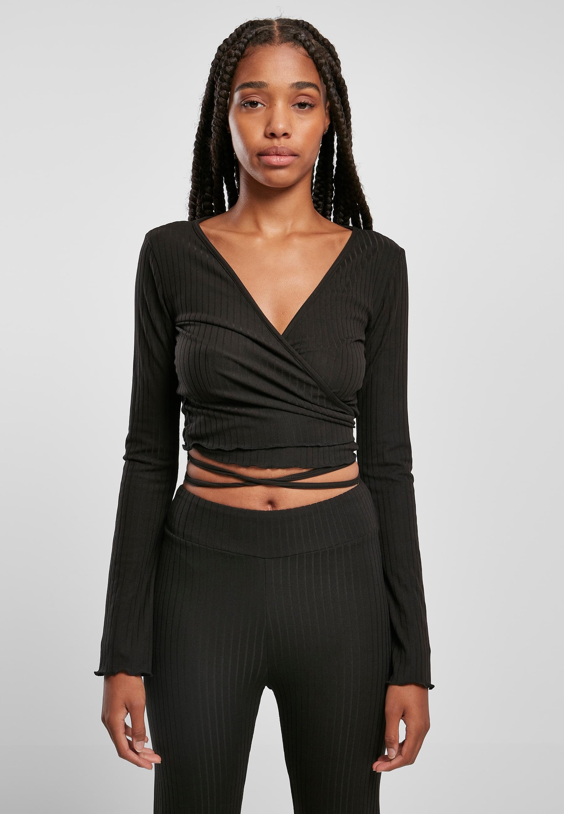 URBAN CLASSICS Longsleeve »Urban Classics Damen Ladies Cropped Rib Wrapped Longsleeve«, (1 tlg.)
