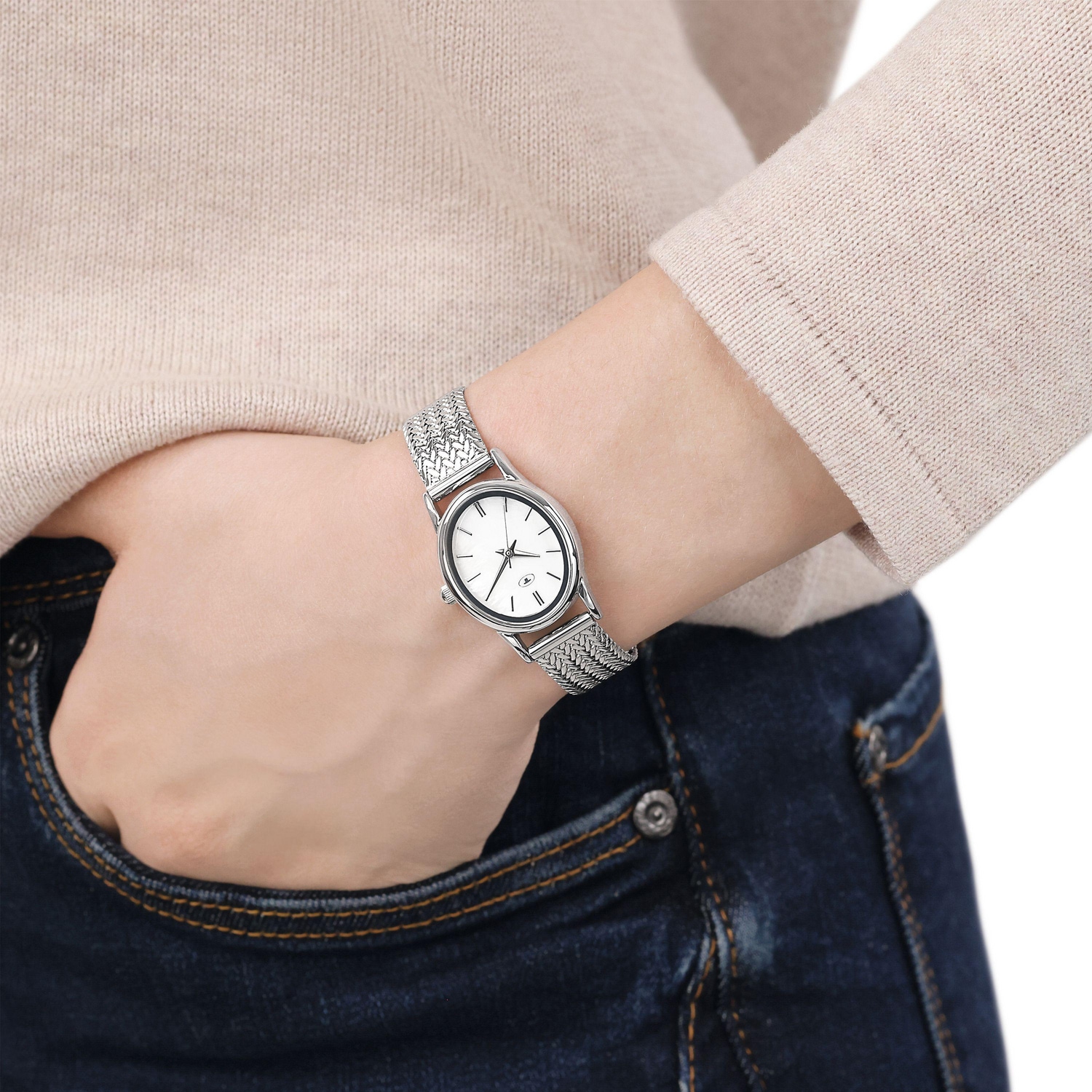 TOM TAILOR Quarzuhr Armbanduhr, Damenuhr, Edelstahlarmband, analog