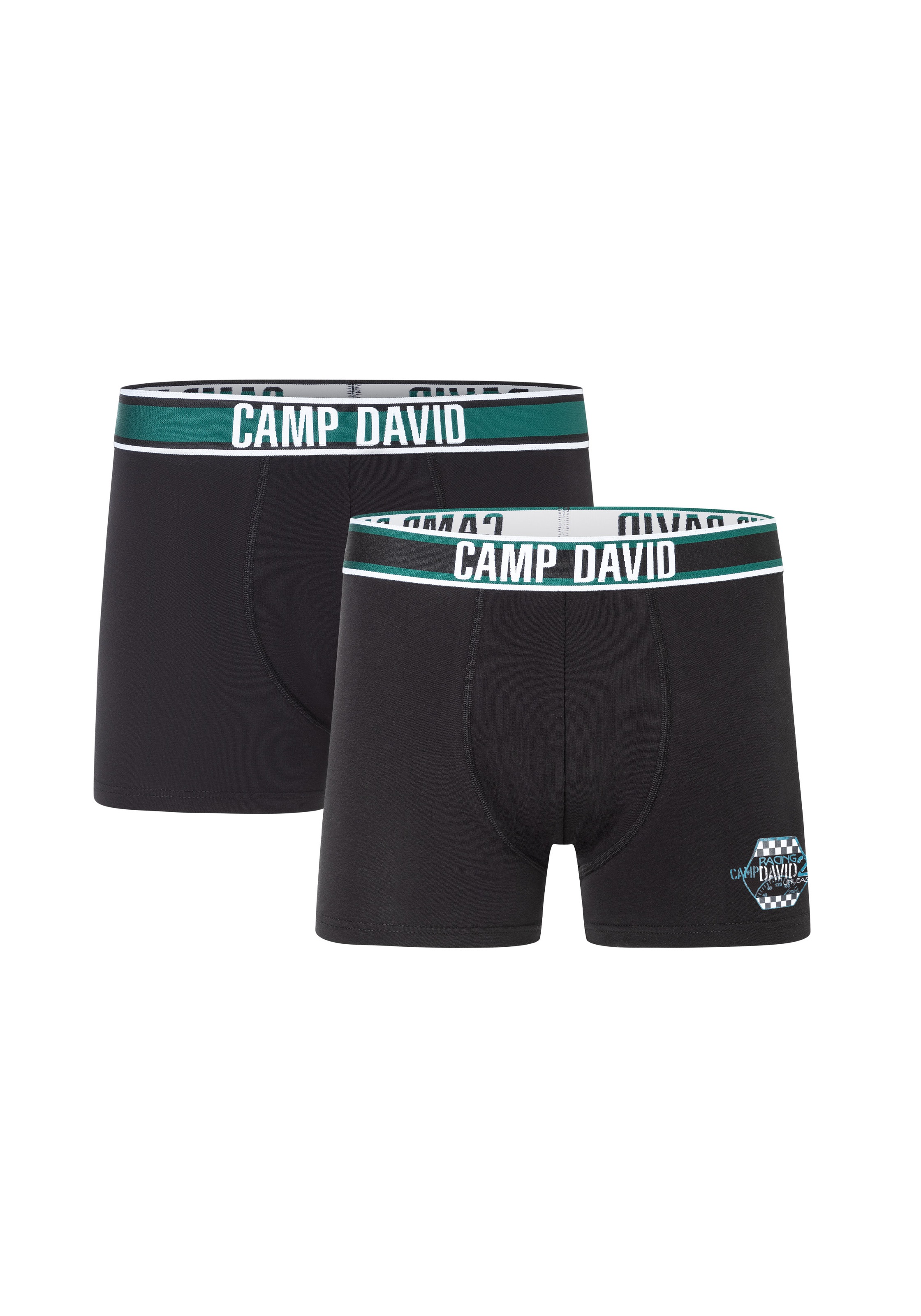 CAMP DAVID Herren Boxershorts "casual", Gr. L, schwarz, Obermaterial: 95% Baumwolle, 5% Elasthan, unifarben, Unterhosen, mit elastischem Bund