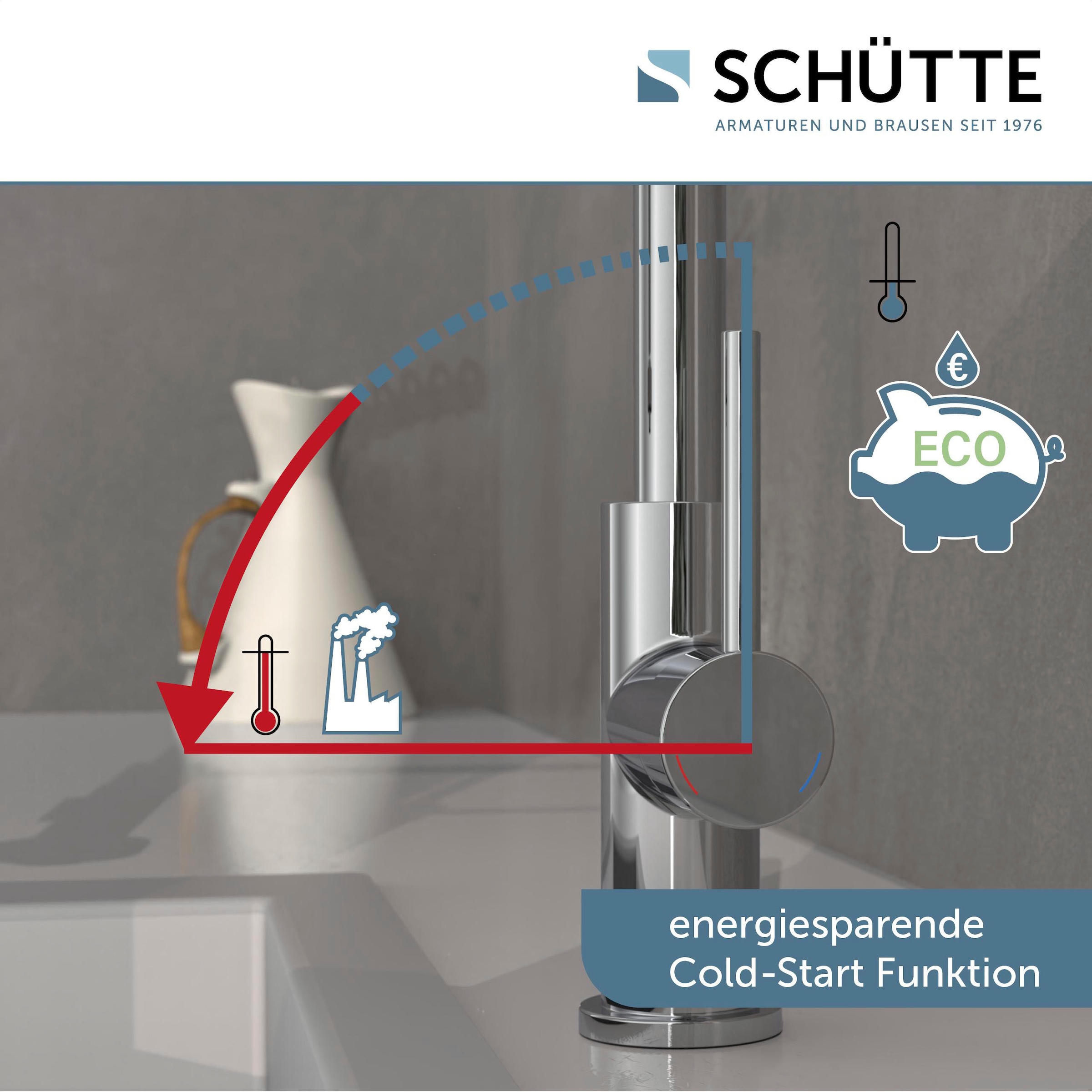 Schütte Spültischarmatur »BOSTON«, Cold-Start-Funktion zum Energiesparen, schwenkbarer Auslauf 360°