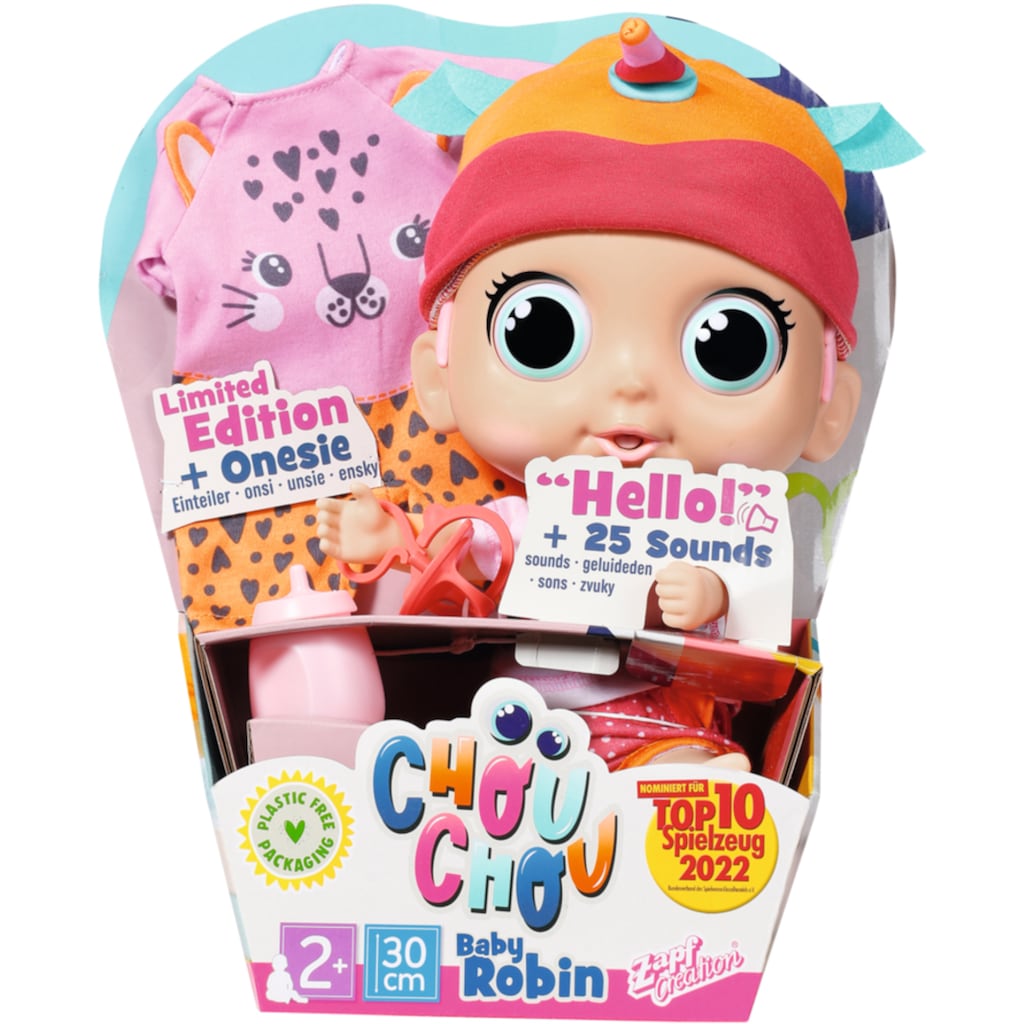 Zapf Creation® Babypuppe »Chou Chou Baby, Pink«, mit Soundeffekten und limitiertem Schlafanzug
