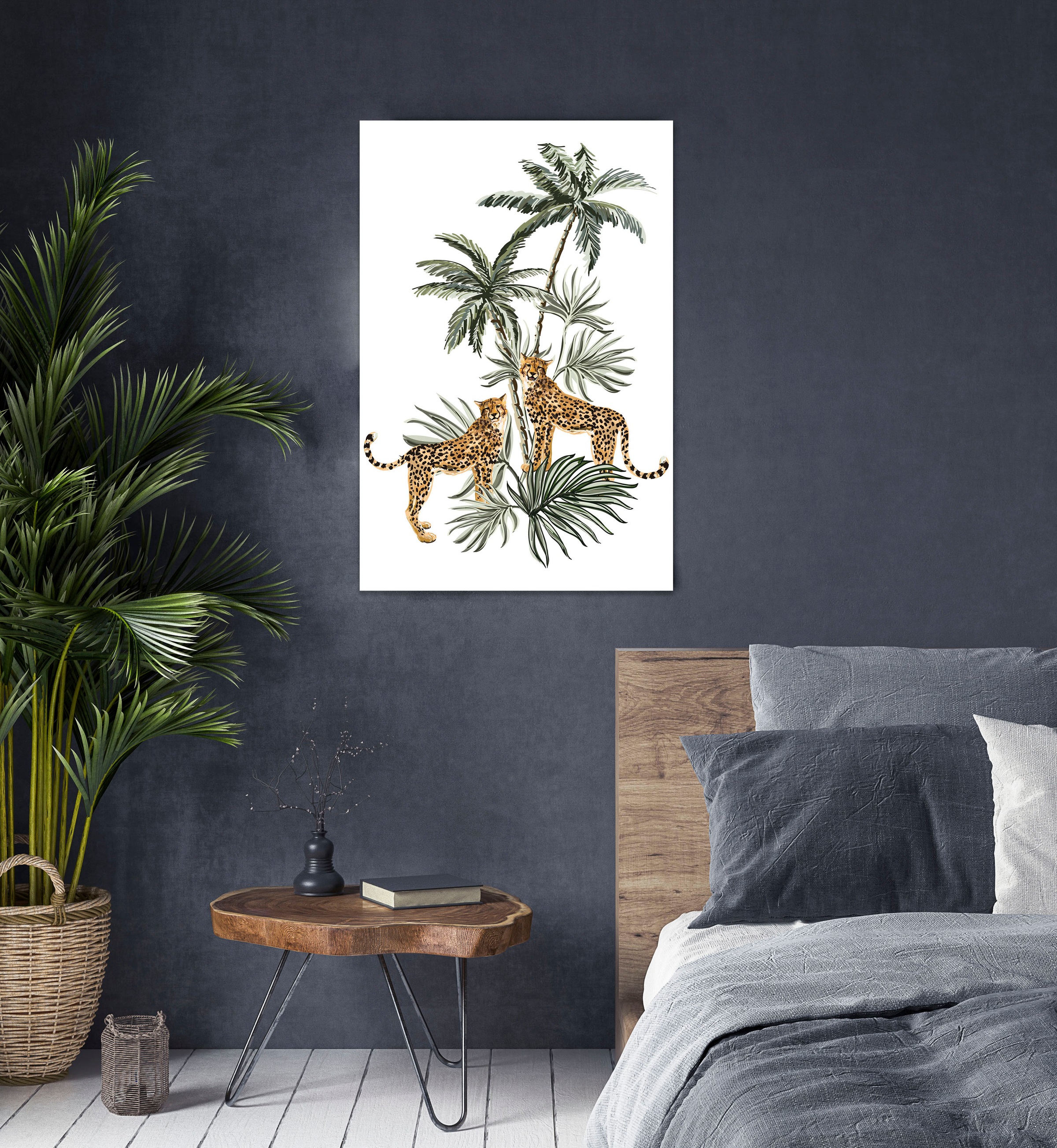queence Leinwandbild »Leopard«, Kunst-Modern-Tiere-Leopard-Raubkatzen, Premium-Leinwandstoff, Handarbeit aus Deutschland
