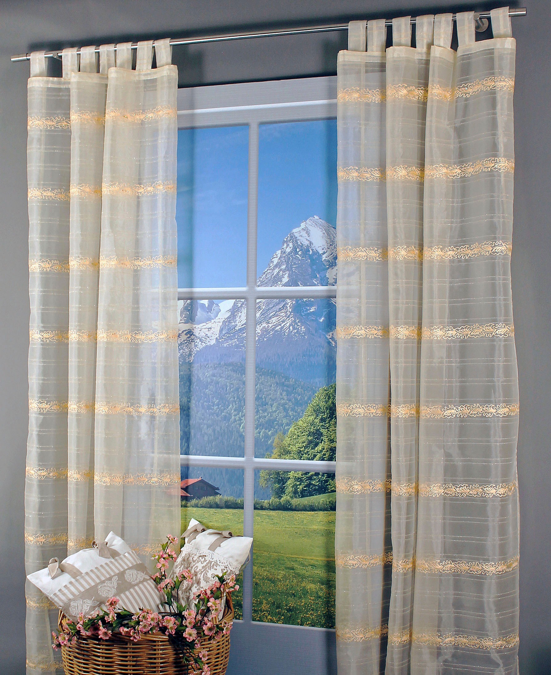 HOSSNER - ART OF HOME DECO Gardine »Sihlsee«, (1 St.), Schlaufenschal im besonderen Design