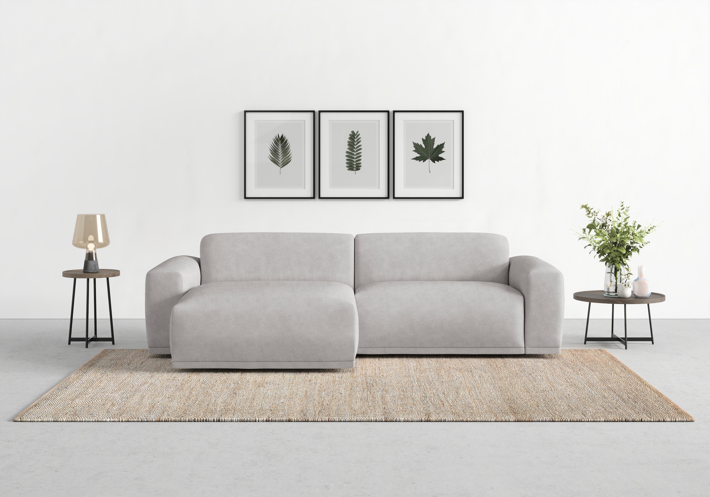 TRENDMANUFAKTUR Ecksofa "Braga, mit hochwertigem Kaltschaum, L-Form, Japandi-Design" modernes Sofa, Couch mit hohem Sitzkomfort, 255/72/160 cm (B/H/T)