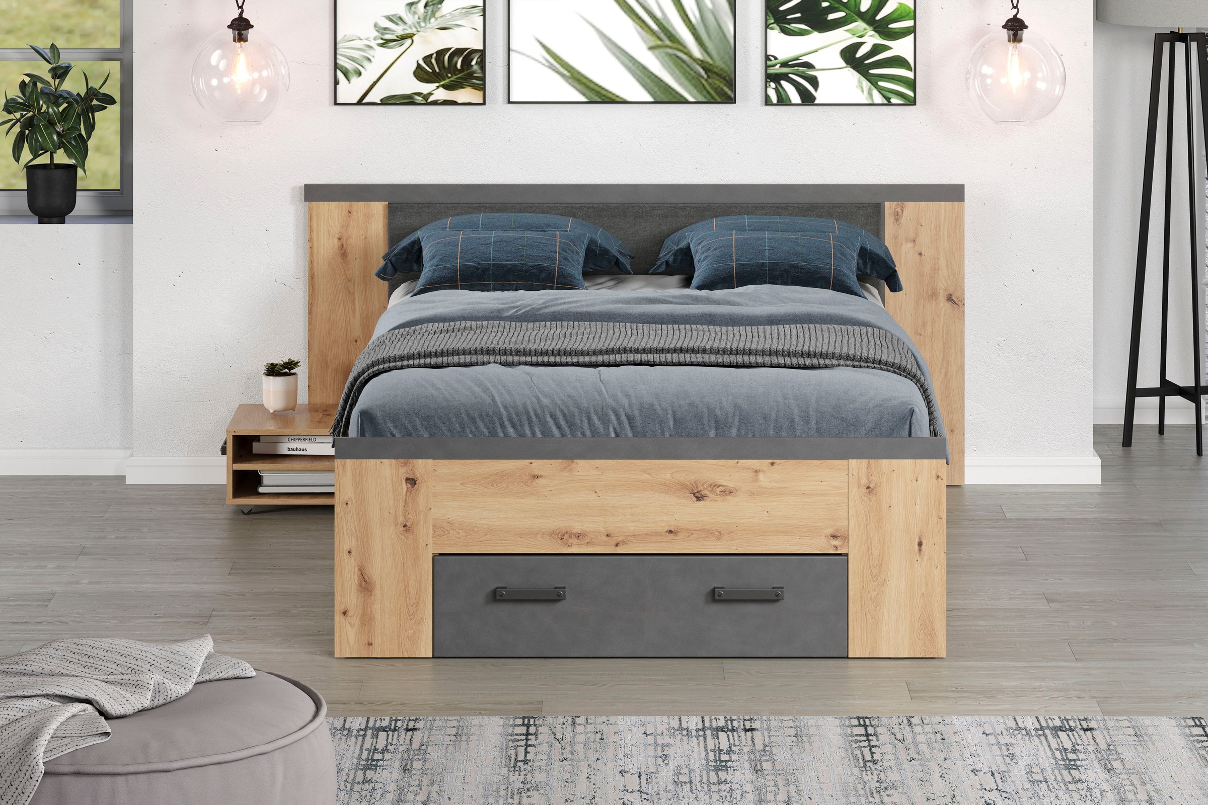 Thumbnail - Home affaire Stauraumbett "Ambres" 1 Stk. tlg. ausziehbare Bettkästen, Fächer mit Stauraum, braun, Eiche