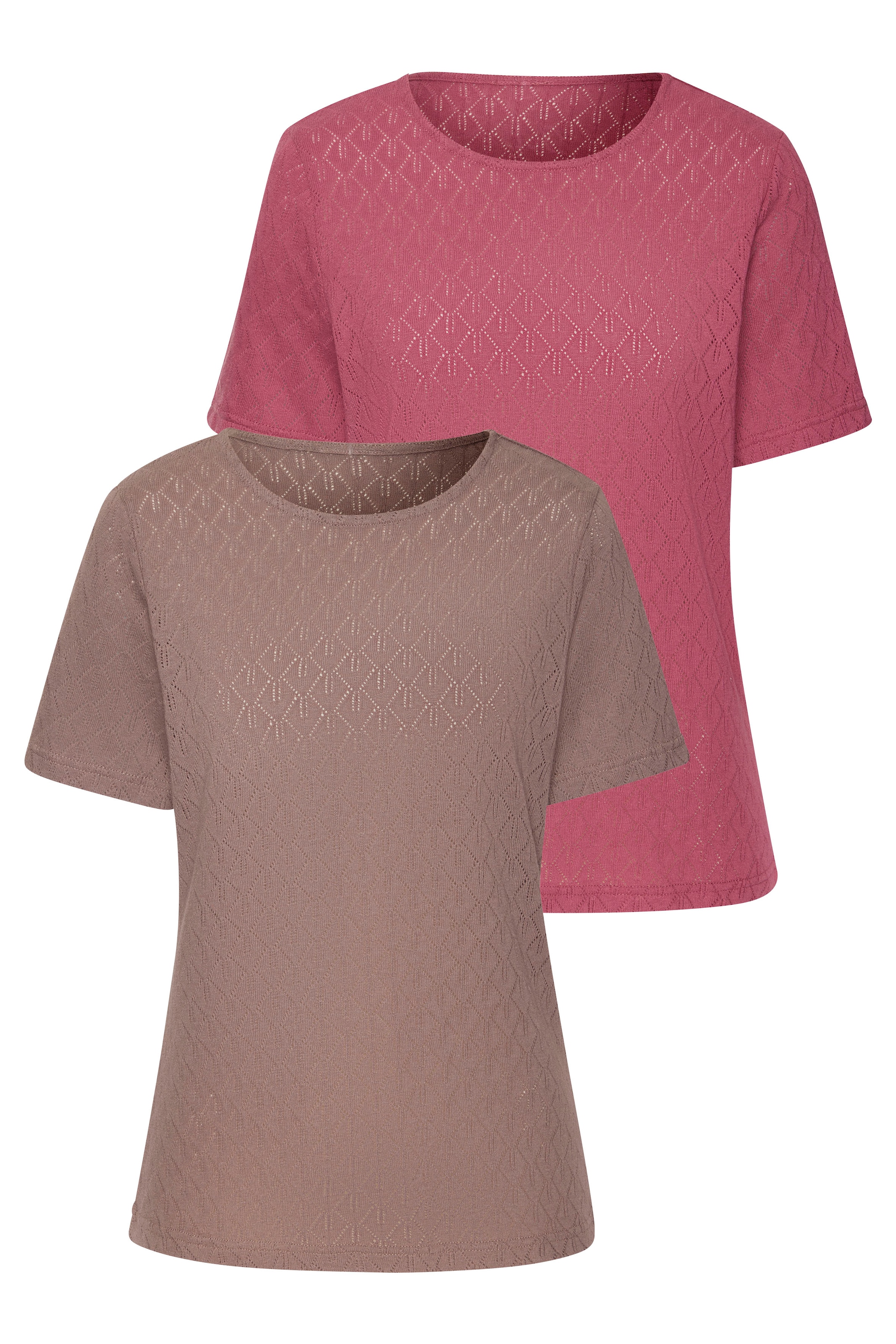 Vivance Kurzarmshirt "mit modischem Ajour-Muster", (2er-Pack), aus weicher günstig online kaufen