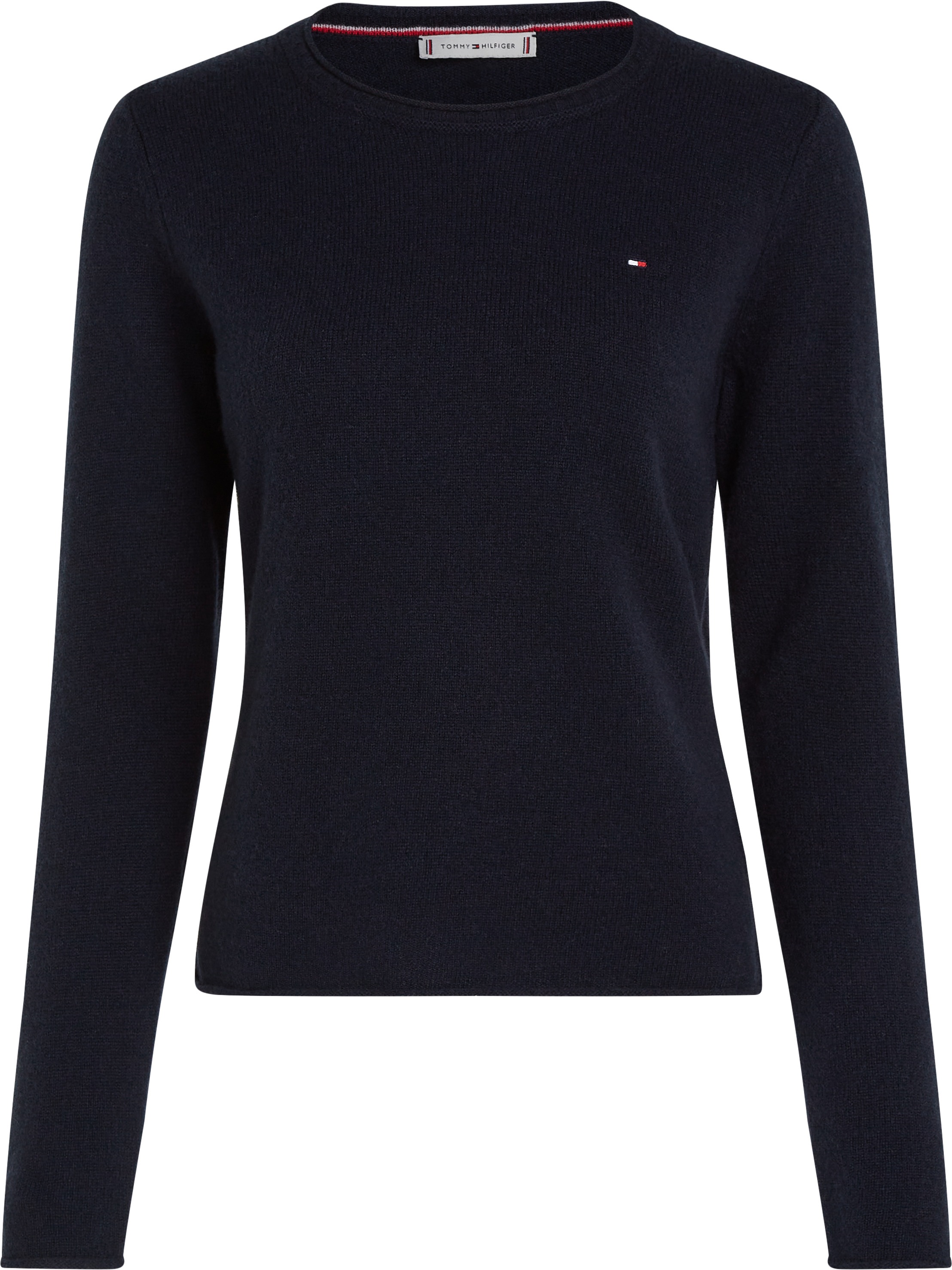 Tommy Hilfiger Strickpullover »SOFT WOOL C-NK SWEATER«, mit Logostickerei, aus 100% Wolle