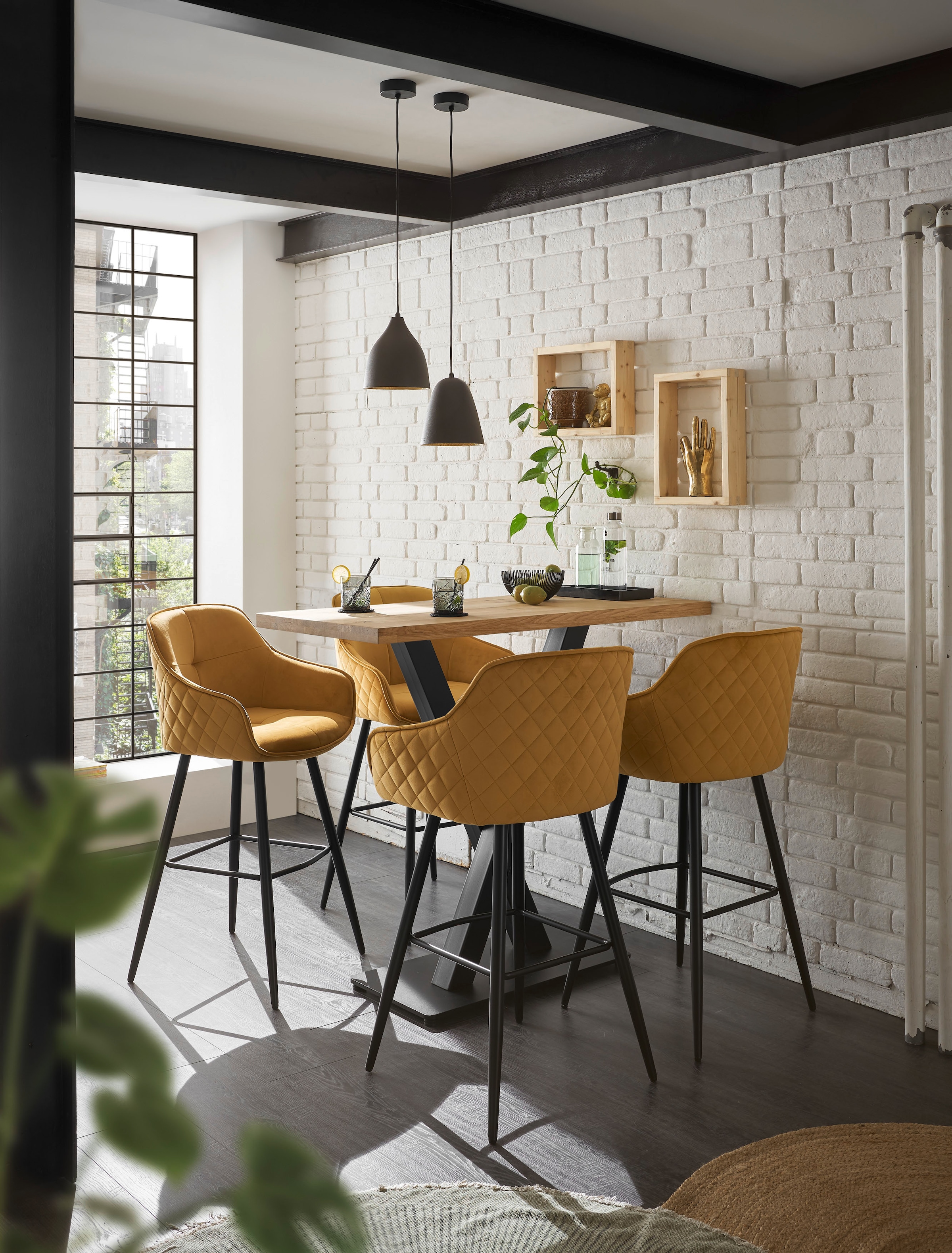 Stolkom Bartisch »Duke Eiche Massivholz geölt, Hochtisch BxHxT 120x104x60 cm«, Gerade Kante, Eiche Massivholz geölt durchgehende Lamelle