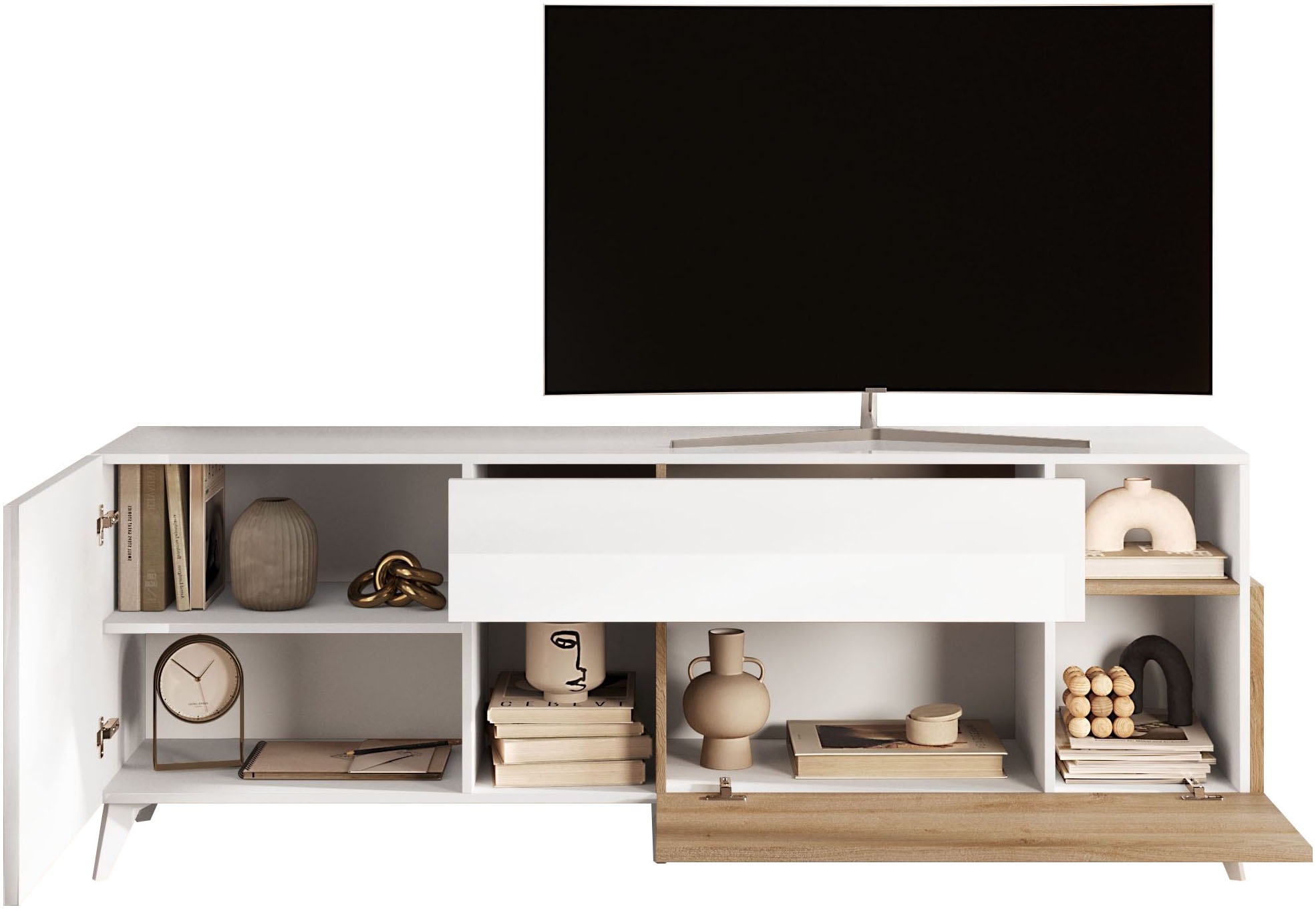 Thumbnail - INOSIGN Lowboard "Monaco Breite 181 cm, TV-Board mit 1 Tür, 1 Klappe u. 1 Schubkasten", Fernsehtisch, TV-Schrank, Soft/S...