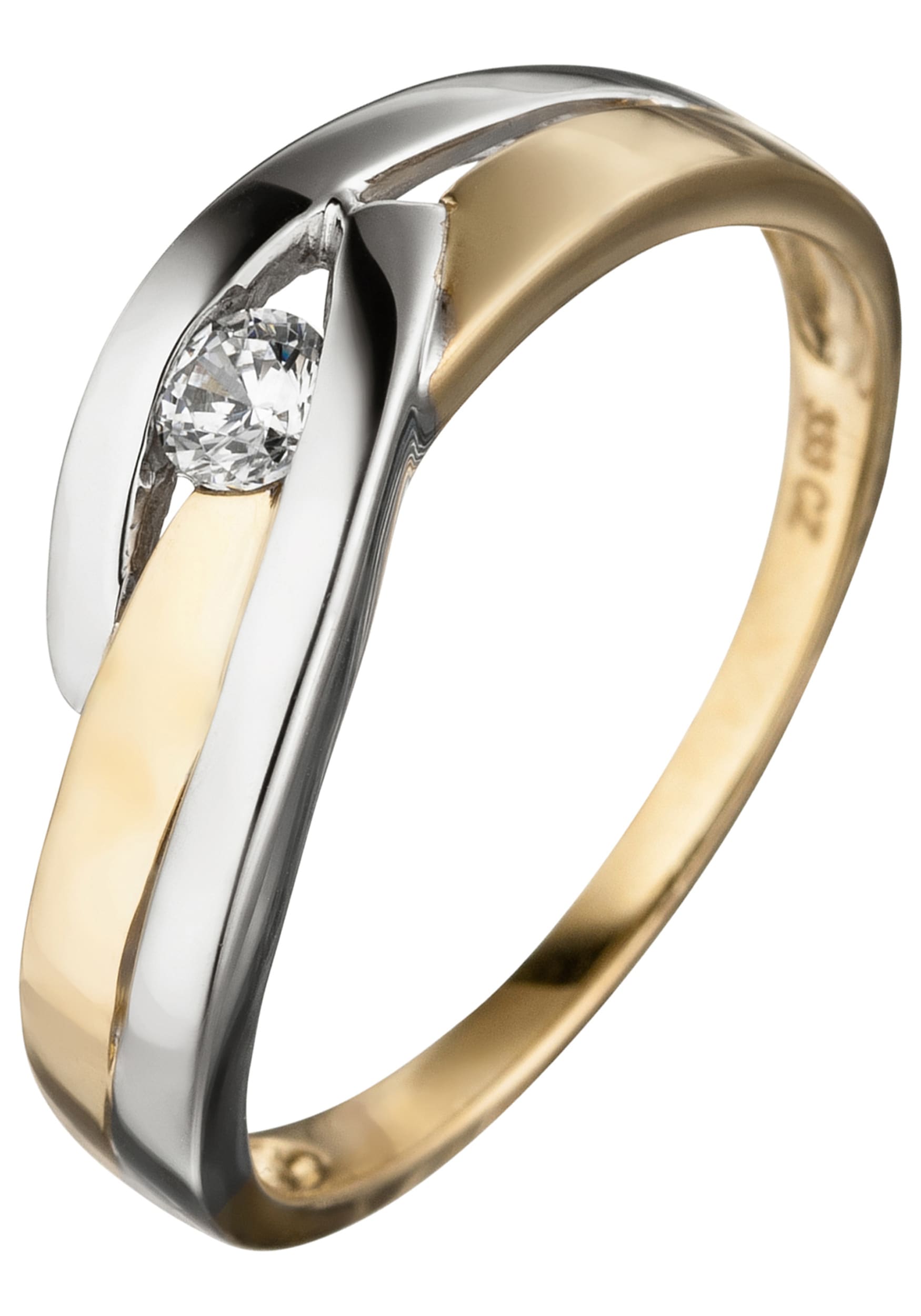 JOBO Goldring 333 Gold bicolor mit Zirkonia