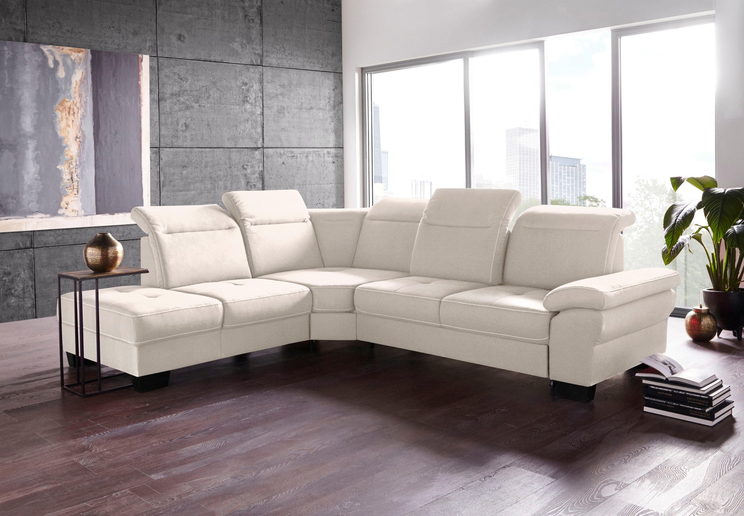 Places of Style Ecksofa »Cornwall L-Form«, incl. Sitztiefenverstellung, mit Bettfunktion und Kopfteilverstellung