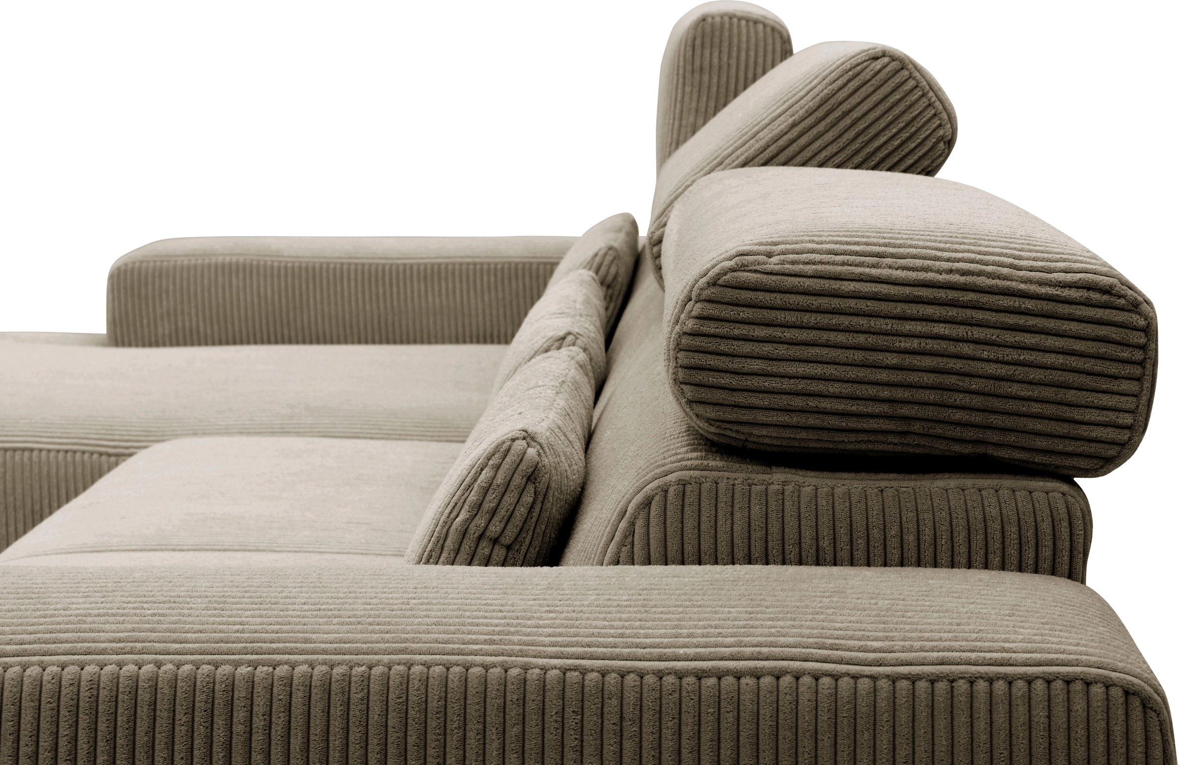 DOMO collection Ecksofa »Brandon große Ausführung B/T/H: 289/177/80 cm, auch in Leder und Cord«, mit Kopfteilverstellung, wahlweise Sitztiefenverstellung, L-Form
