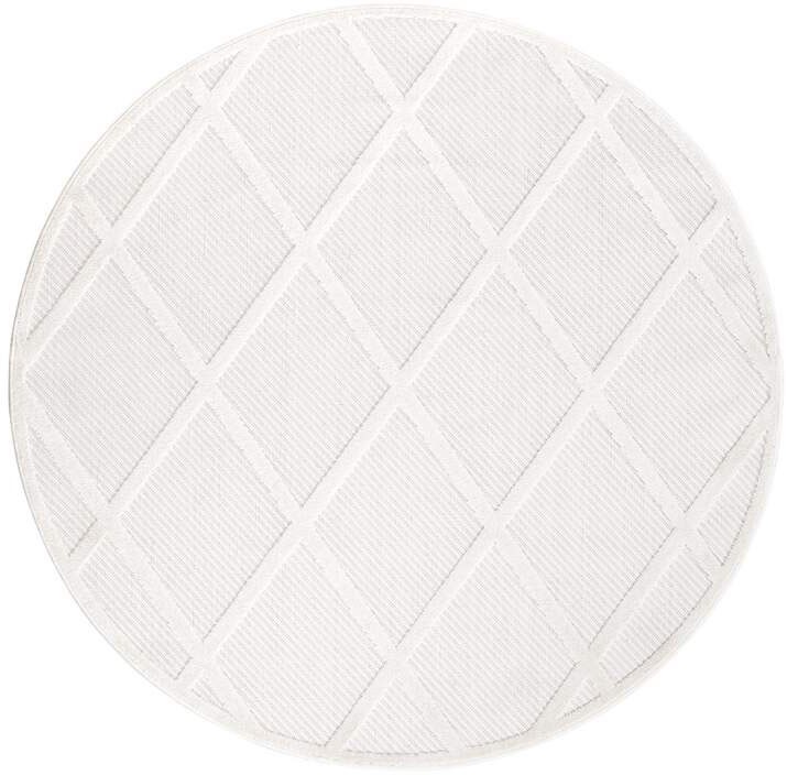 Carpet City Teppich »In-& Outdoorteppich Santorini 457, 3D-Effekt, Raute-Look«, rund, 5 mm Höhe, Wetterfest & UV-beständig für Terrasse, Balkon, Küche, Flur