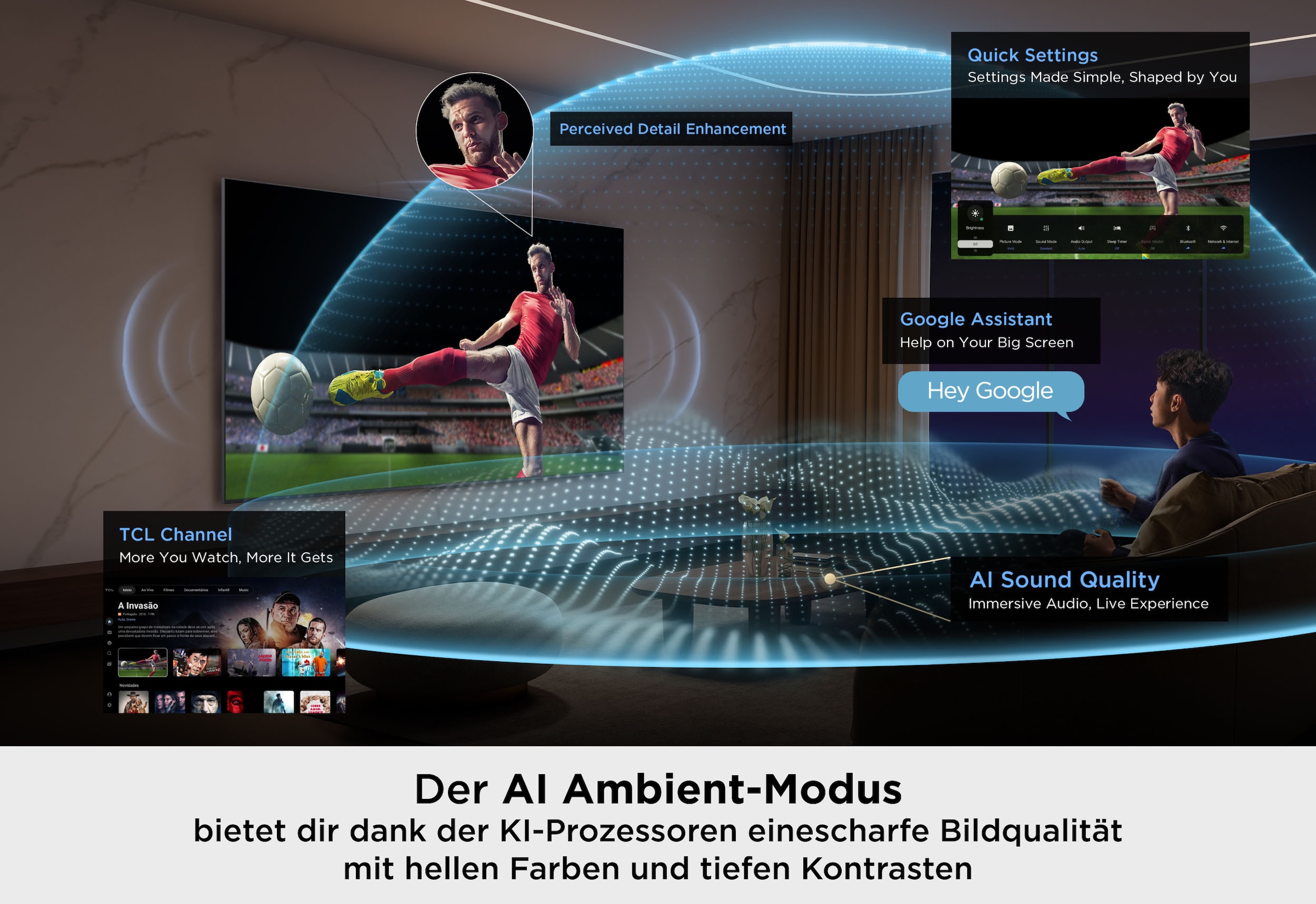 TCL Mini-LED-Fernseher »85T8D« 215 cm/85 ″ Smart-TV QD-Mini LED, AiPQ Pro Prozessor, 144Hz, ONKYO 2.1, Apple AirPlay 2