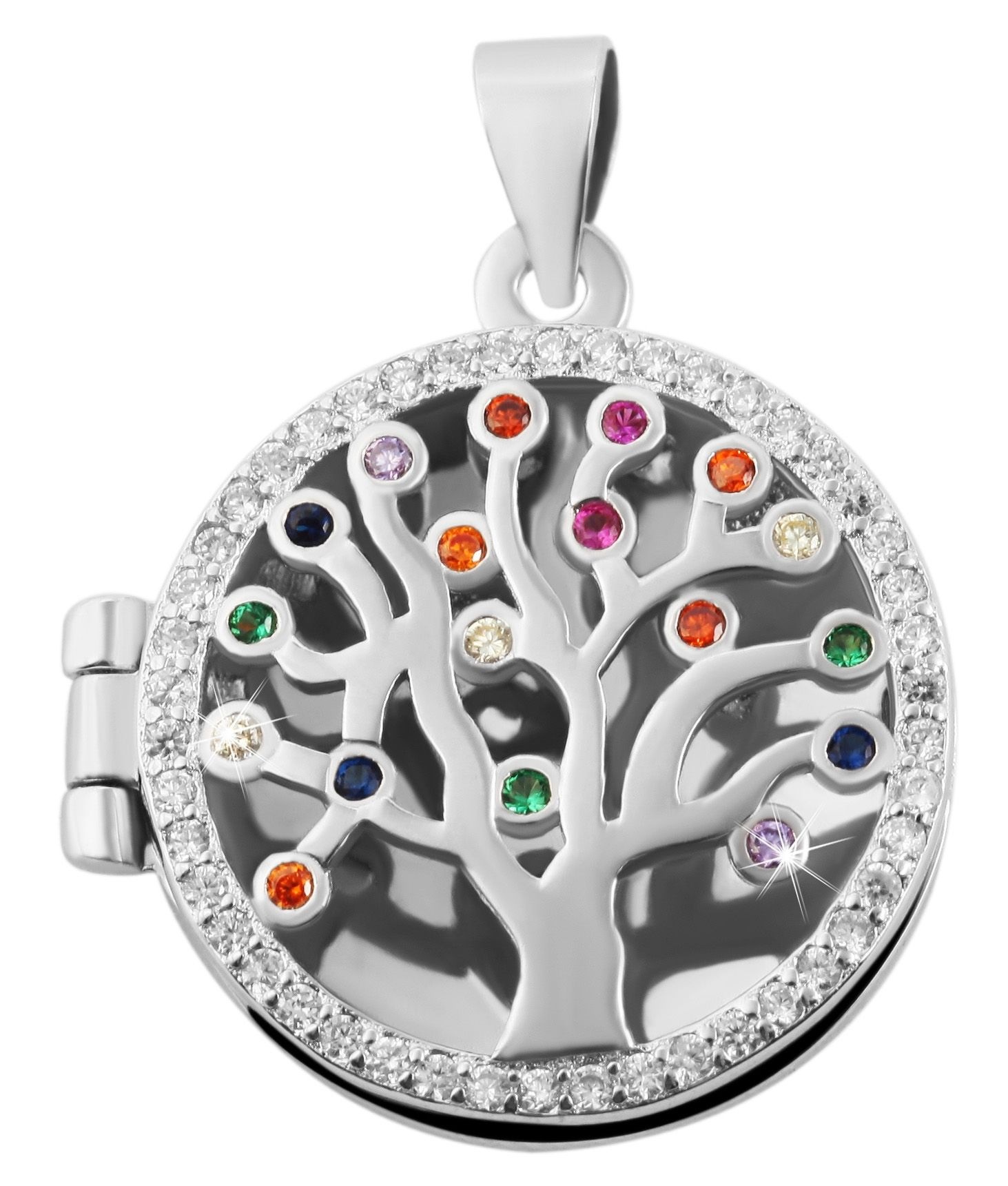 Adelia´s Medallionanhänger »Anhänger – Lebensbaum Medaillon aus 925 Silber mit Zirkonia«  Perfekt als Geschenk zum einfach so