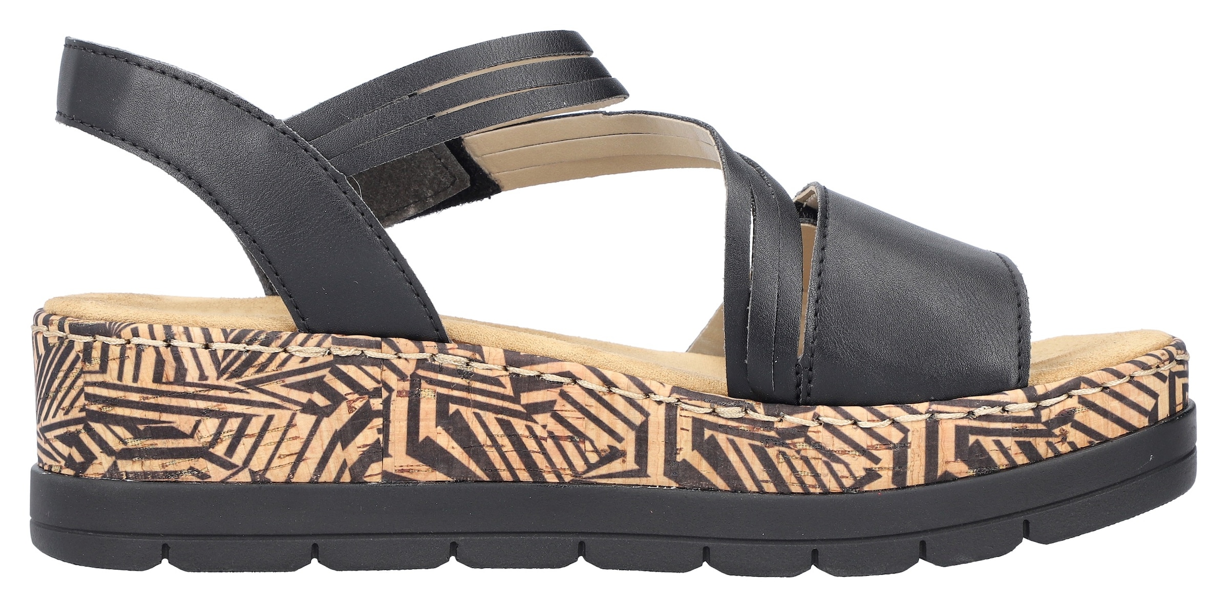 Rieker Keilsandalette, Sommerschuh, Sandale, Keilabsatz, mit gemusterter Plateausohle