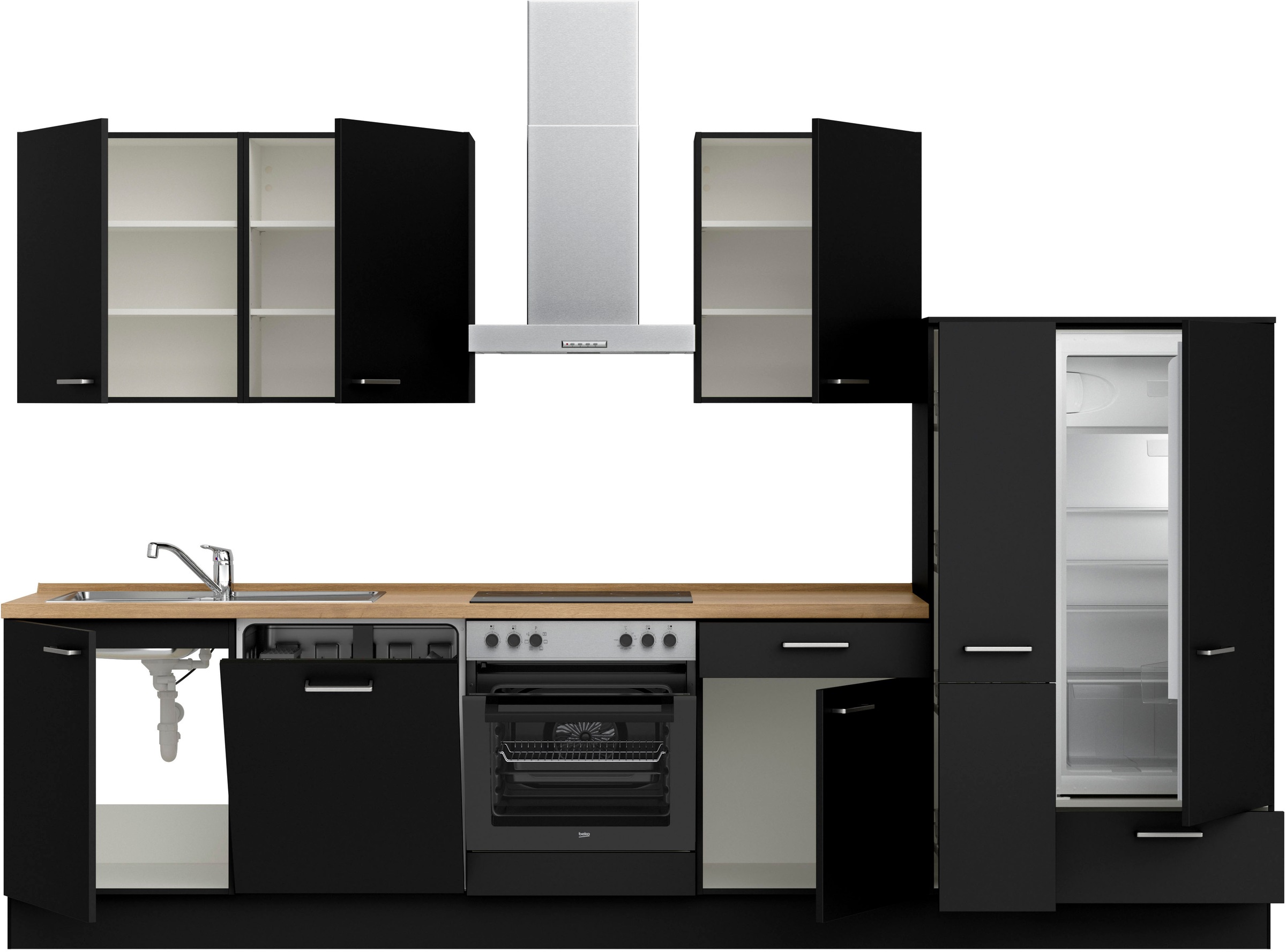 nobilia® Küchenzeile »"Touch I"«, vormontiert, Ausrichtung wählbar, Breite 330 cm, wahlw. mit E-Geräten