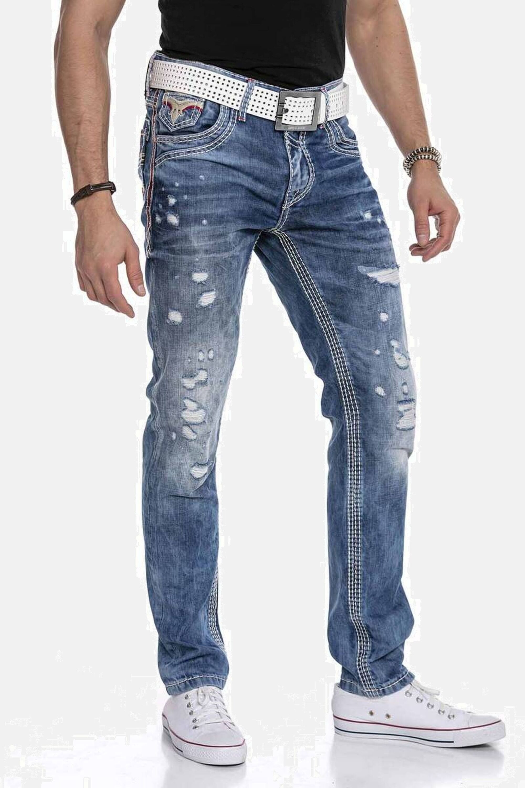 Cipo & Baxx 5-Pocket-Jeans »Jeans«, bequeme Jeans im lässigen Destroyed-Look, CD651