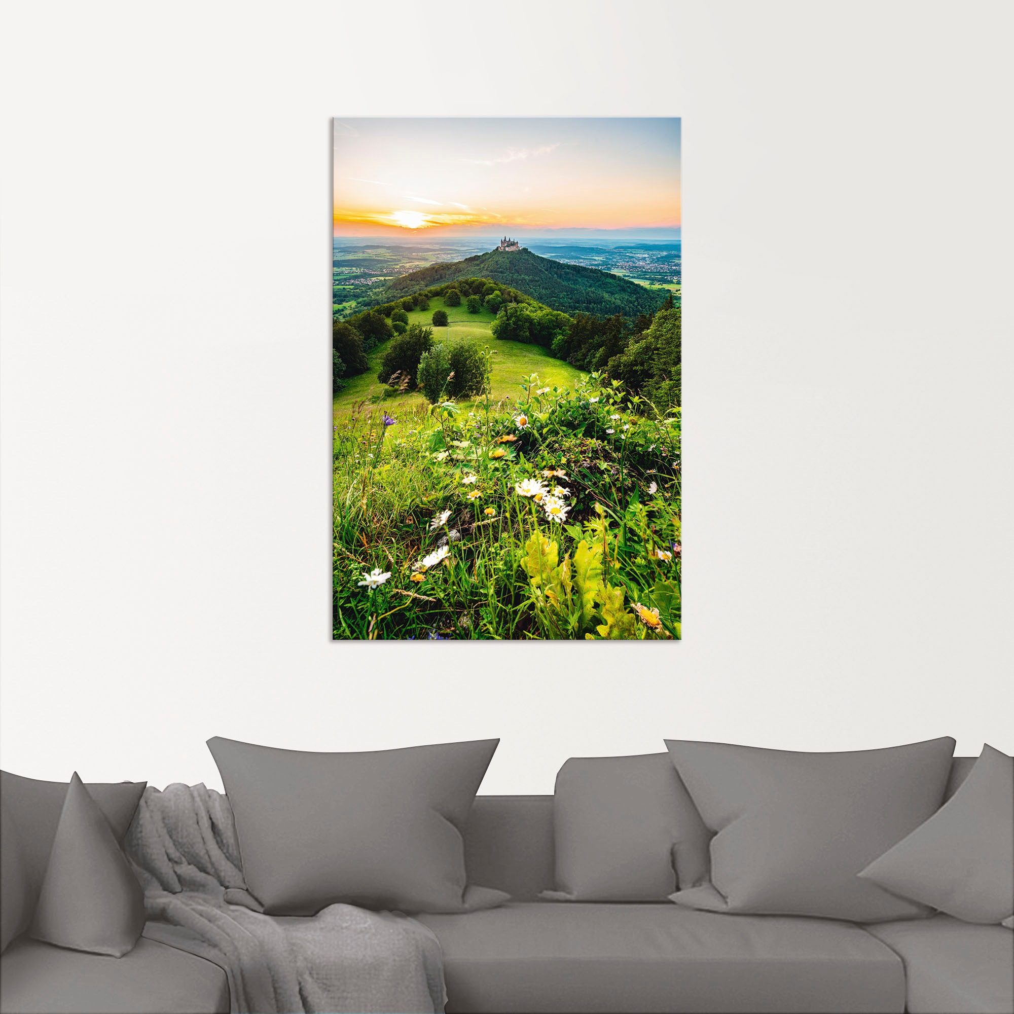 Artland Wandfolie »Burg Hohenzollern bei Sonnenuntergang«, Berge & Alpenbilder, (1 St.), selbstklebend