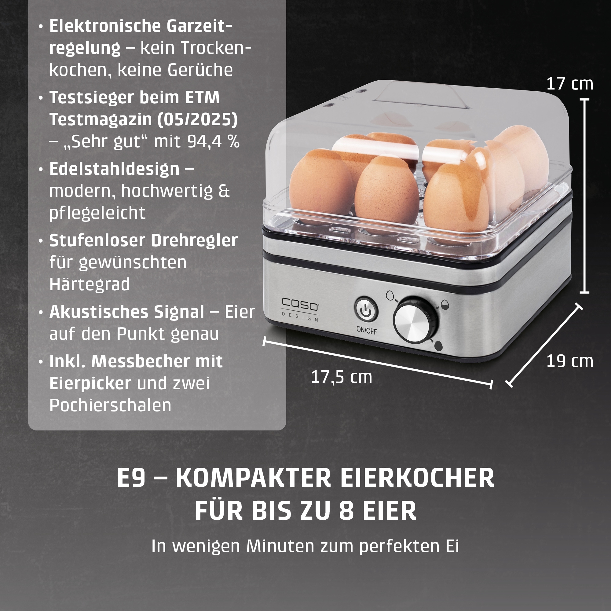 Caso Eierkocher »E9« für 8 Stk. Eier 400 W