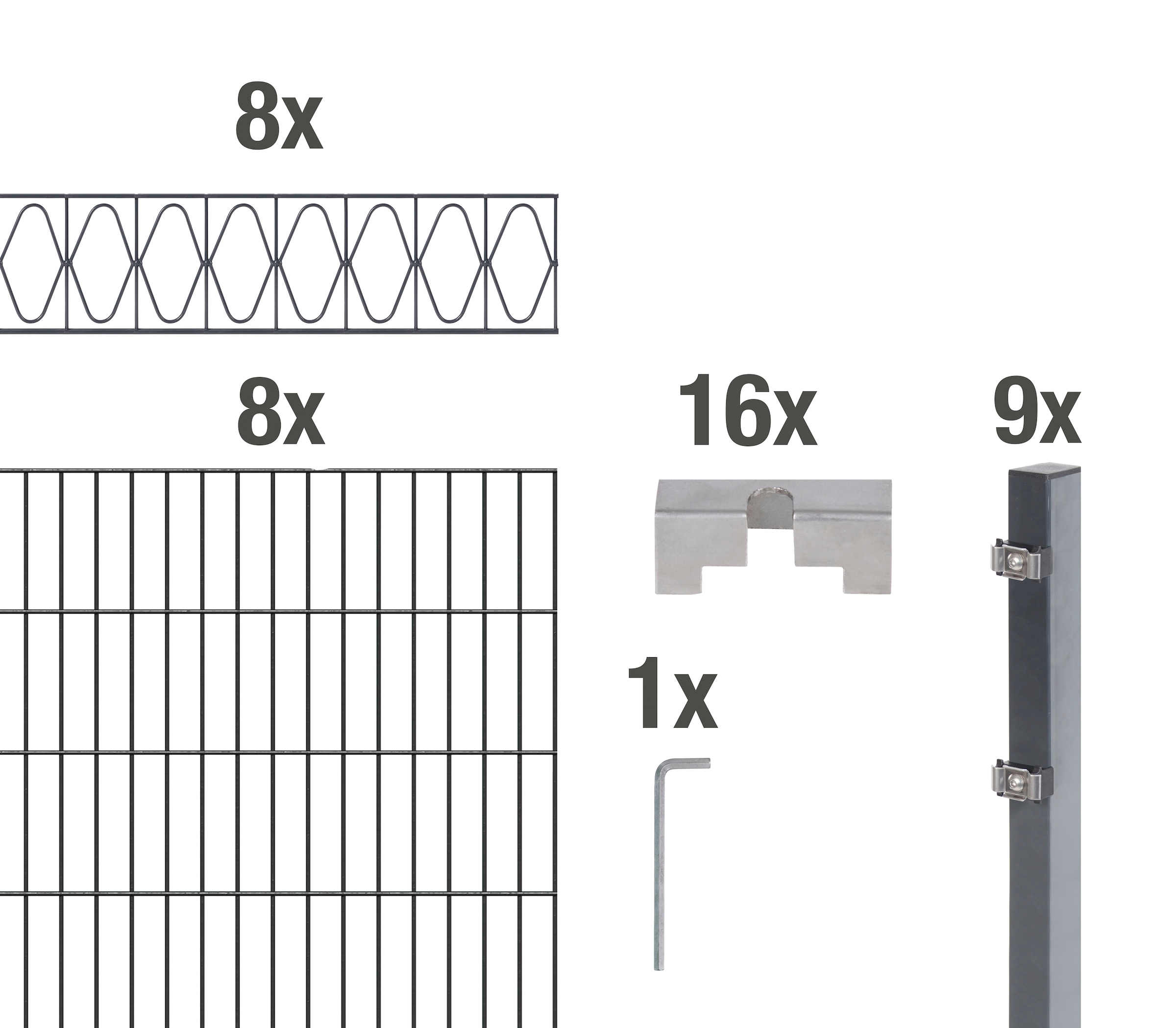 Alberts Doppelstabmattenzaun "Eleganz", anthrazit, Höhe: 100-160cm, Gesamtlänge: 10-20m, zum Einbetonieren