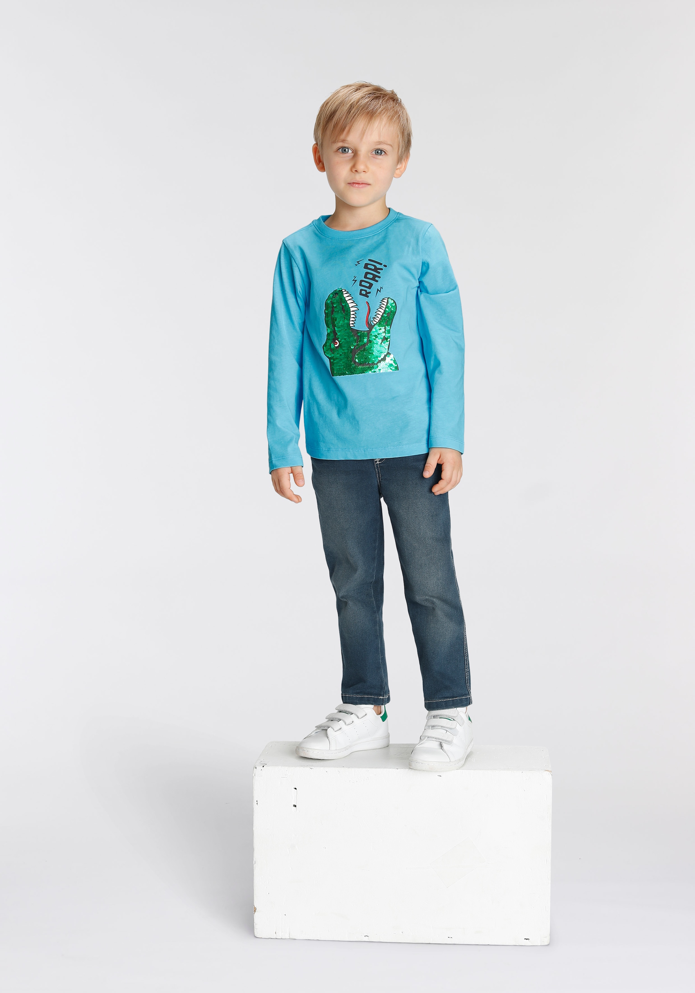 Wendepailletten«, KIDSWORLD »mit Dino-Motiv Langarmshirt in unterschiedlichen Farben | BAUR aus Dino