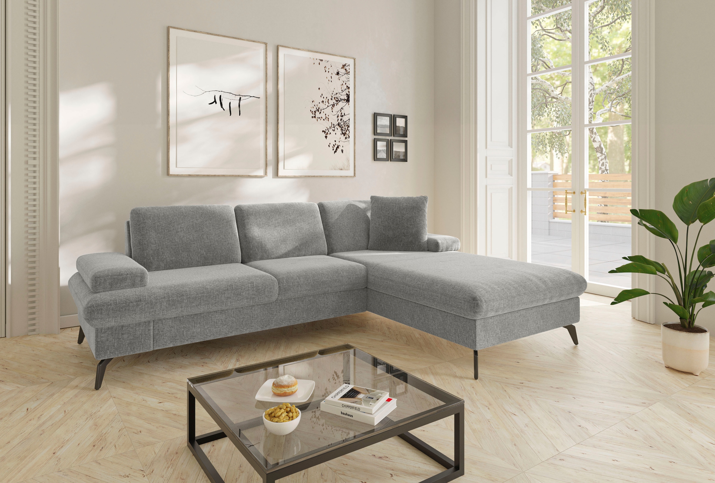 sit&more Ecksofa "Morris Jubi L-Form, B: 247 cm" mit Armteilfunktion & 1 Zierkissen, optional Schlaffunktion