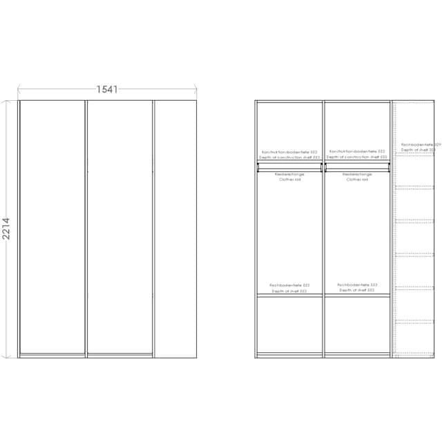 Müller SMALL LIVING Kleiderschrank »Modular Plus Variante 2«, inklusive  links oder rechts montierbarem Seitenregal | BAUR