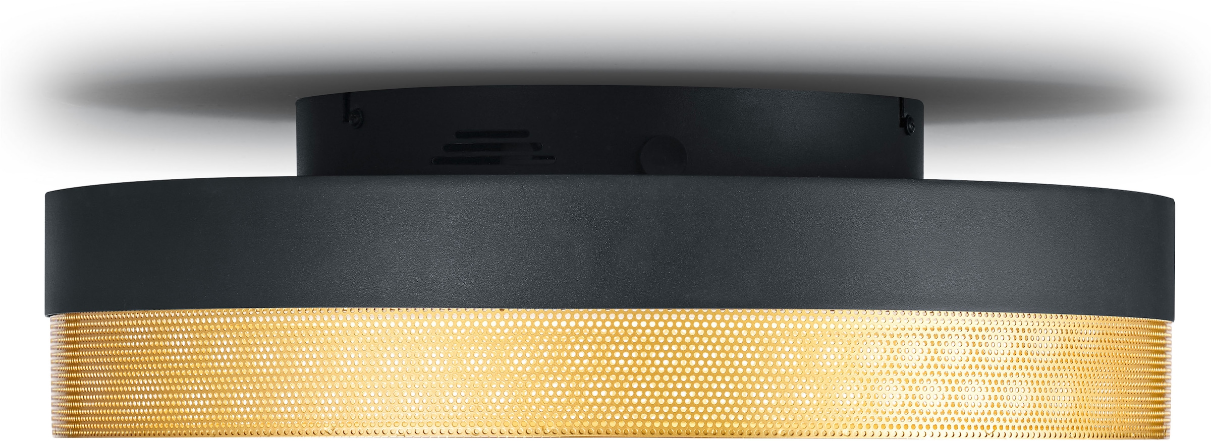 LED Deckenleuchte "MESH", 1, Ø 45cm H: 14cm, 1 Stk., schwarz, HELL HÖLLISCH GUTES LICHT, Wohnzimmer, Leuchten, B-Link Fernbedienung