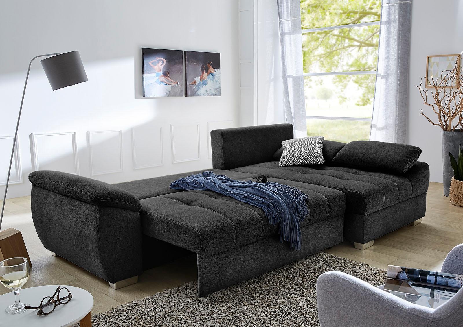 Jockenhöfer Gruppe Ecksofa "Alster L-Form, B: 268 cm" mit Schlaffunktion, Bettkasten & Zierkissen