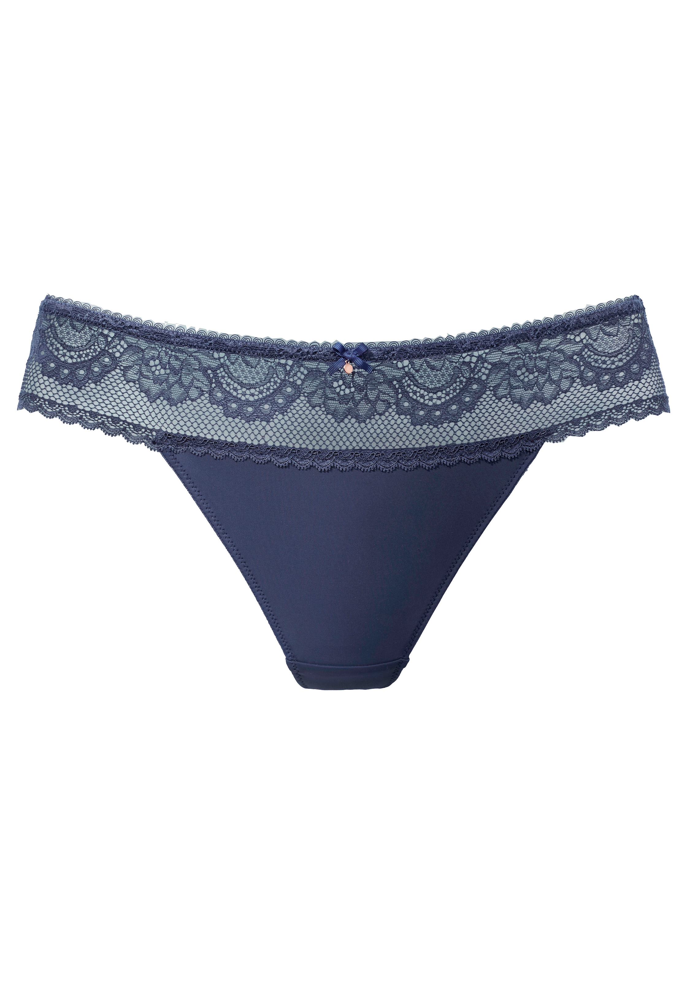 LASCANA High-Waist-String, mit breitem Bund aus floraler Spitze