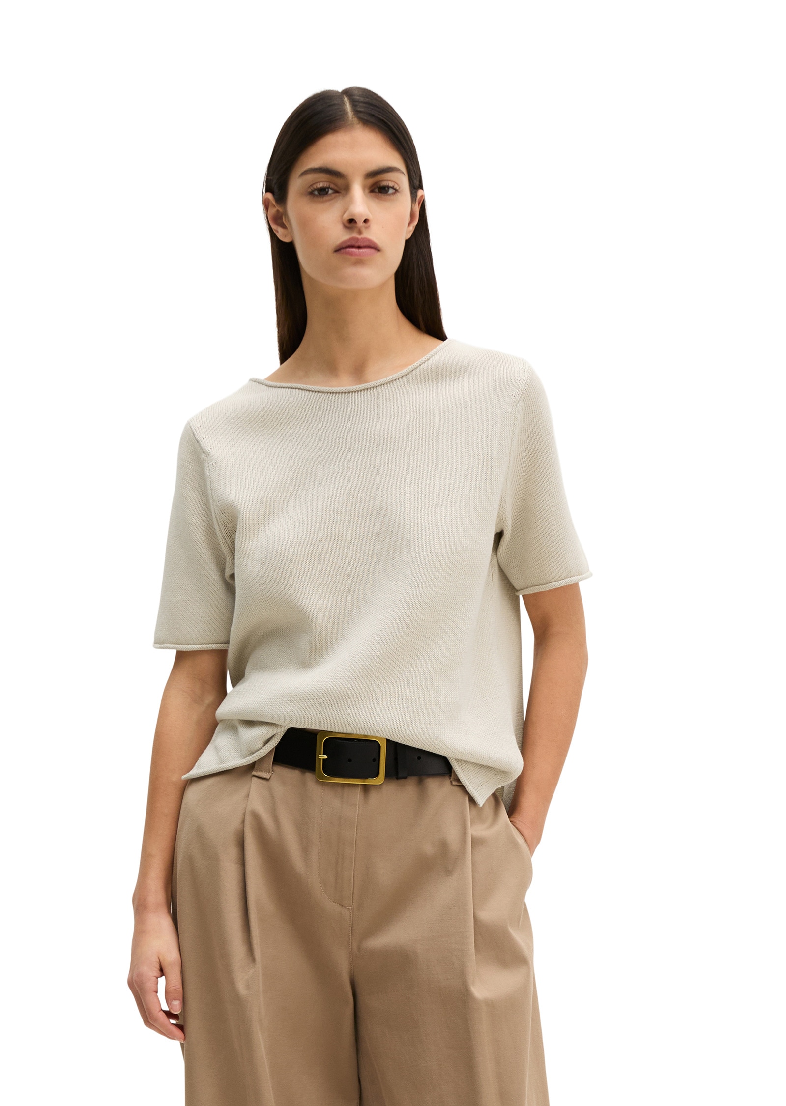 Marc O'Polo Kurzarmpullover »aus Organic-Cotton-Leinen-Mix«