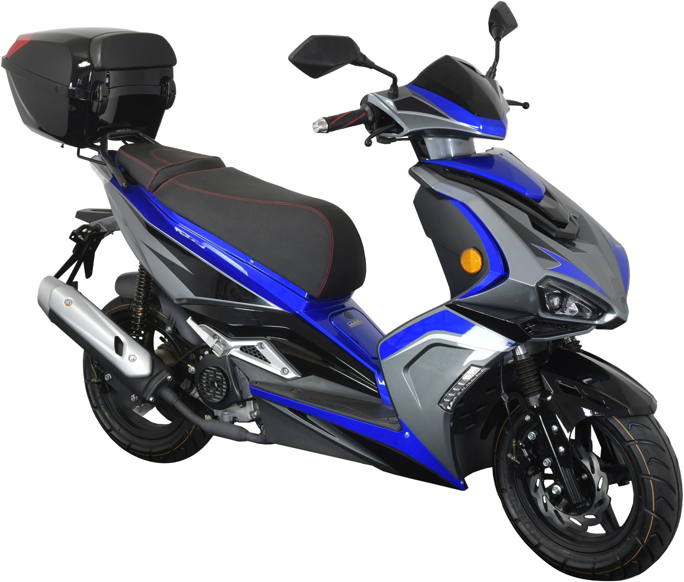 GT UNION Motorroller "Striker 25" 49,5 cm³ 25 km/h Euro 5+ 2,7 Set, mit Topcase, Luftgekühlter Motor