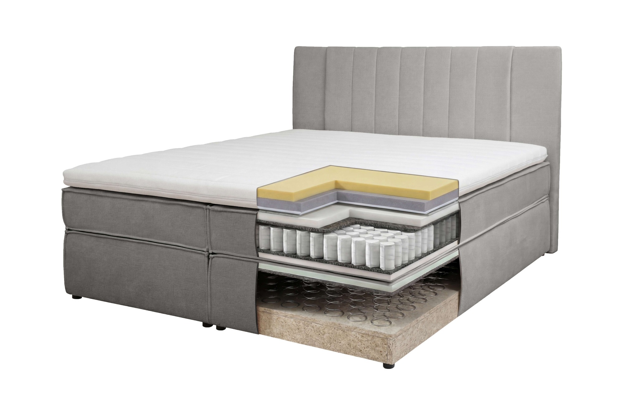 Boxspringbett HOME AFFAIRE "Bellissimo, Doppelbett, Polsterbett, Federkernbett, Komforbett", grau, B:165cm L:215cm, 100% PES, Komplettbetten, Boxspringbett, inkl. 9cm Topper, 5-Zonen-Taschen-Federkernmatratze, Härtegrad 3 2