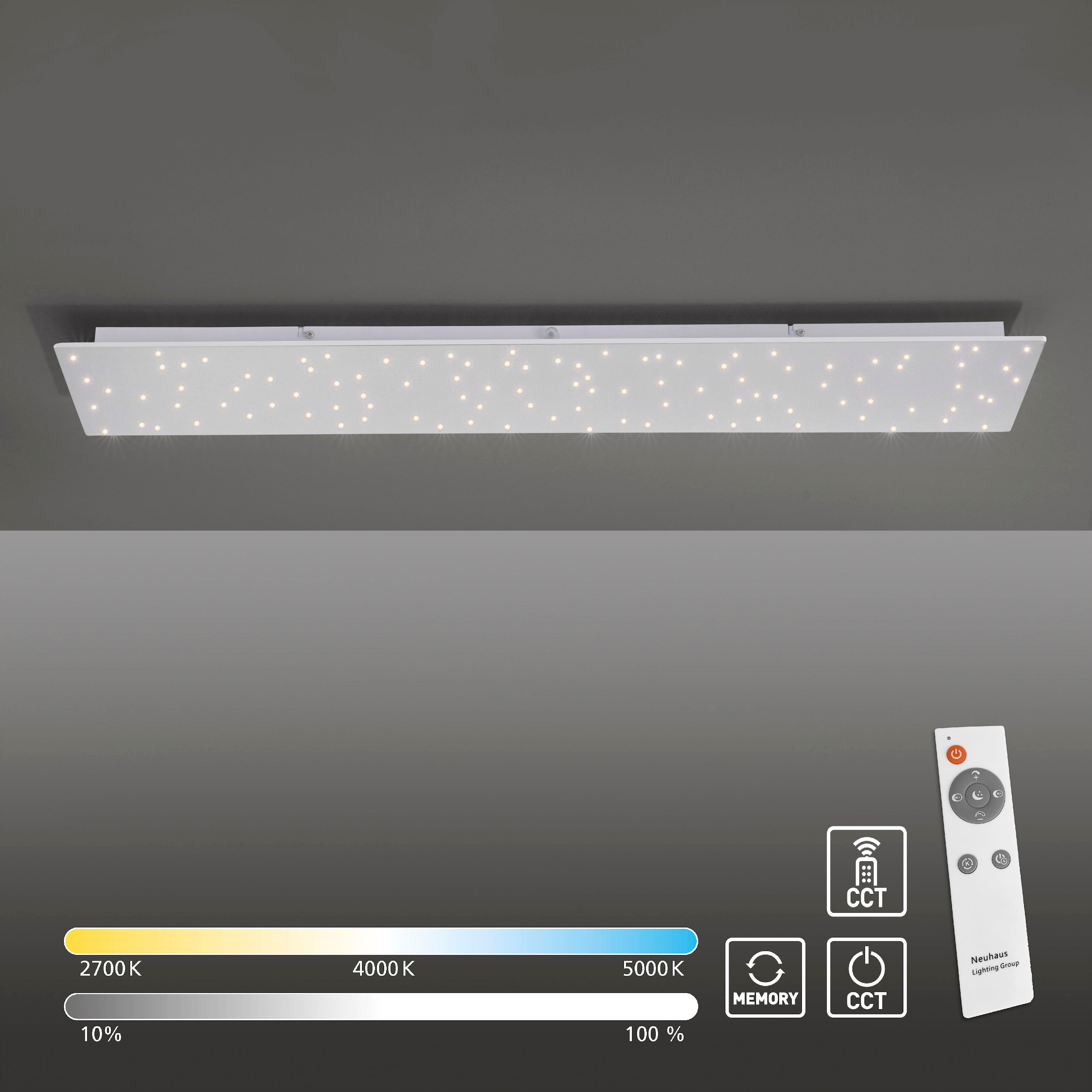 JUST LIGHT Deckenleuchte »SPARKLE«, 1 flammig, Leuchtmittel LED-Board | LED fest integriert, CCT - über Fernbedienung,Fernbedienung, Infrarot inkl.