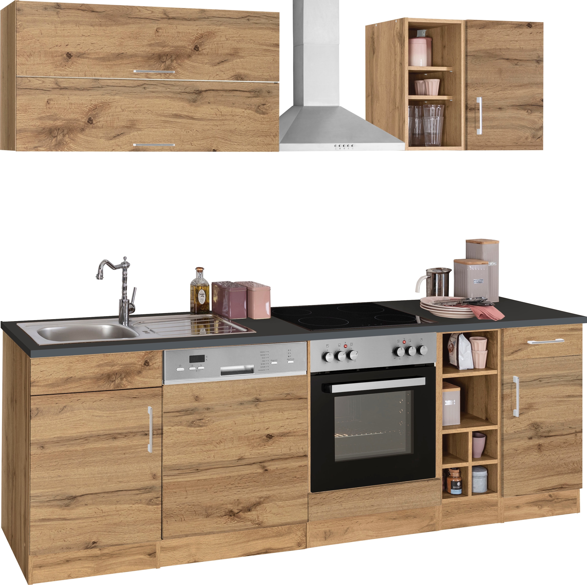 KOCHSTATION Küchenzeile »KS-Colmar« mit E-Geräten, Breite 240 cm