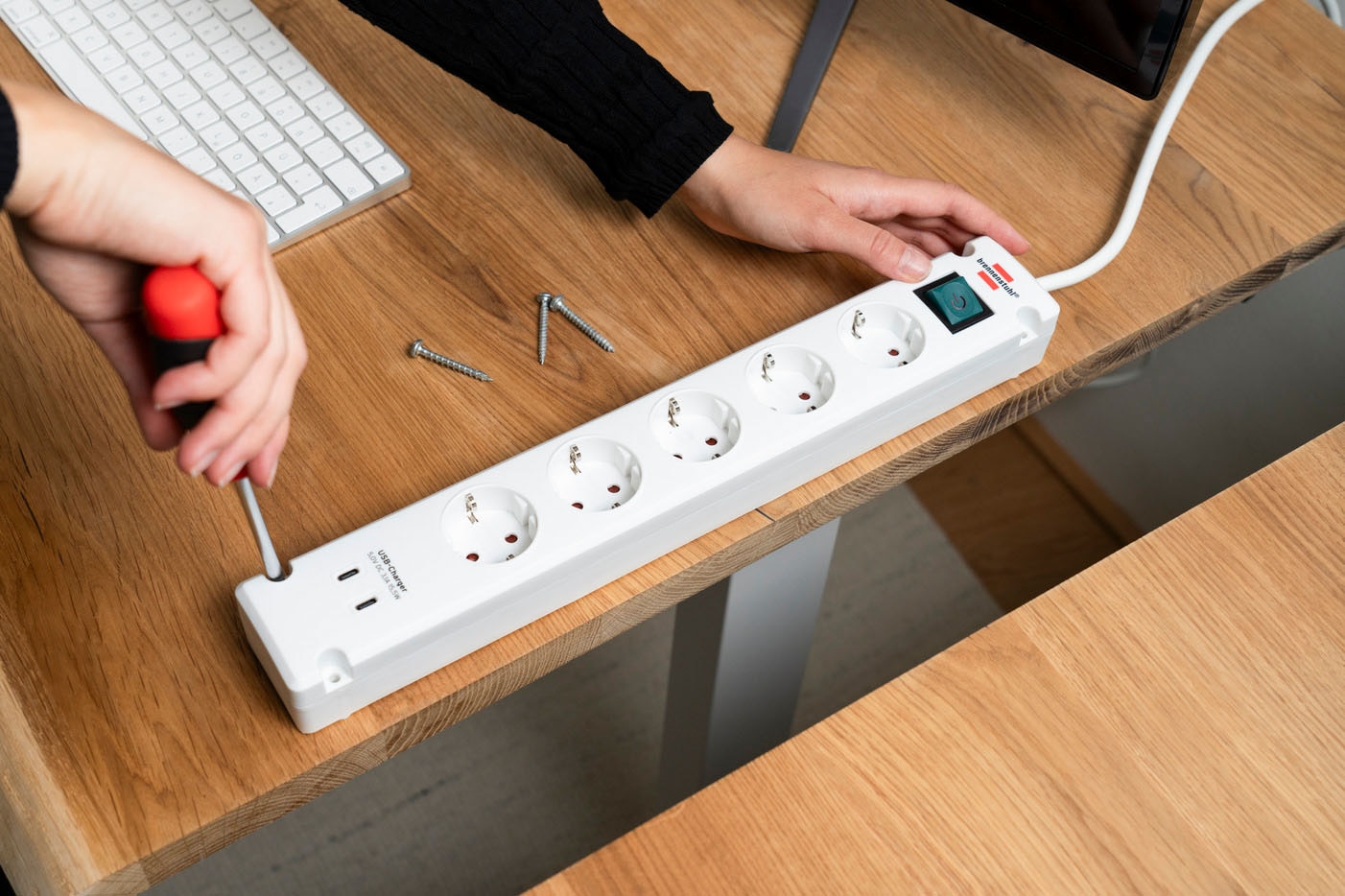 Brennenstuhl Steckdosenleiste »Bremounta H05VV-F3G1,5 3m 5-fach mit 2 USB-C-Ladebuchsen« (USB-Anschlüsse Kabellänge 3 m)