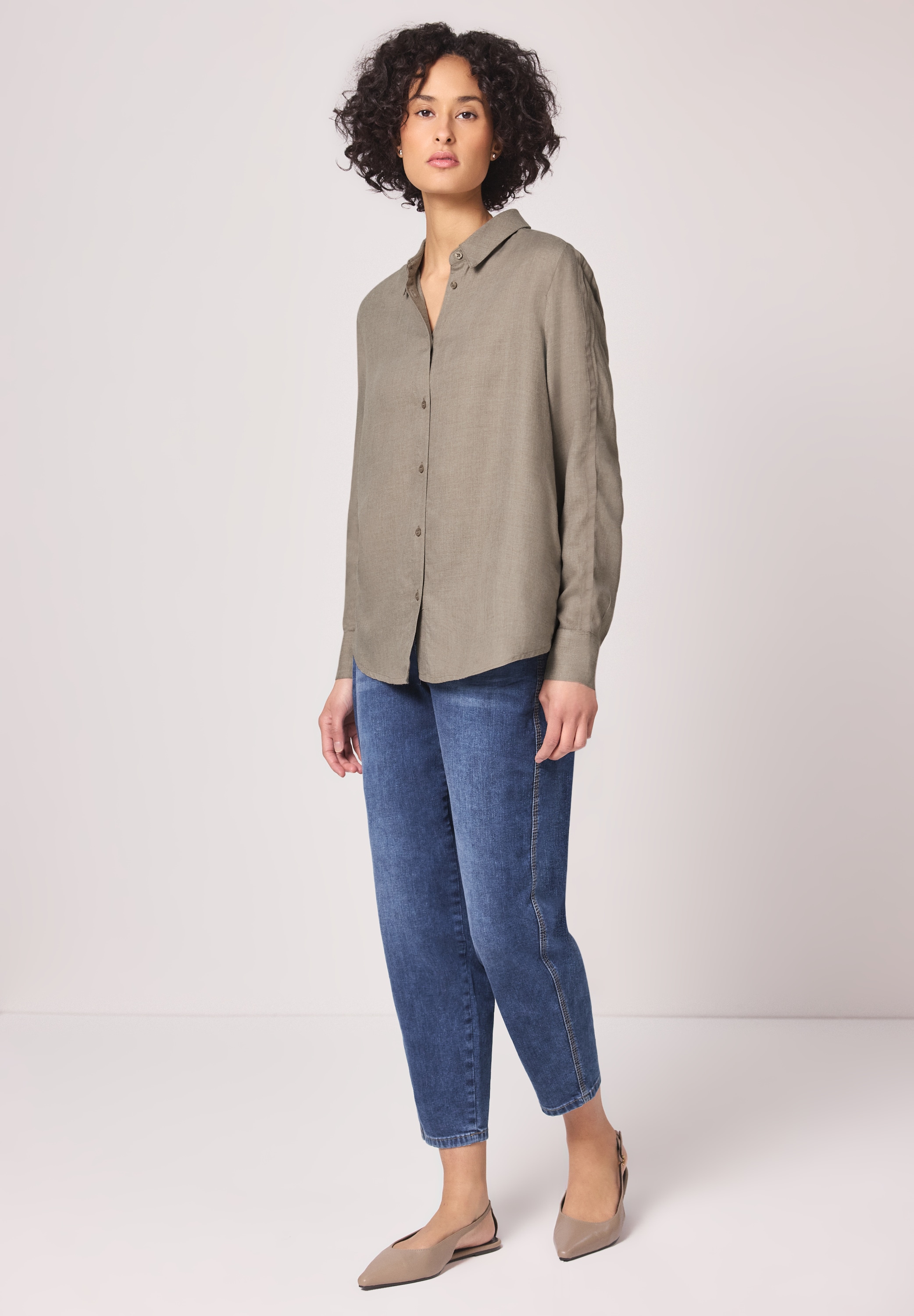 STREET ONE Langarmbluse mit Tape Detail am Ärmel