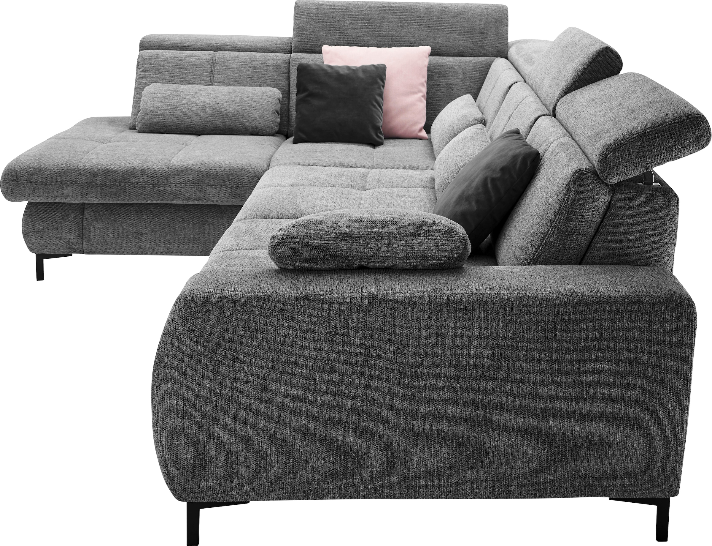 set one by Musterring Ecksofa »SO 3400 Sitzhöhe 47cm oder 49cm, Sitztiefe verstellbar, B/T 317/220 cm«, Kaltschaumpolsterung, Flachgewebe, whlw. mit Funktionen, Sitzhöhe 47