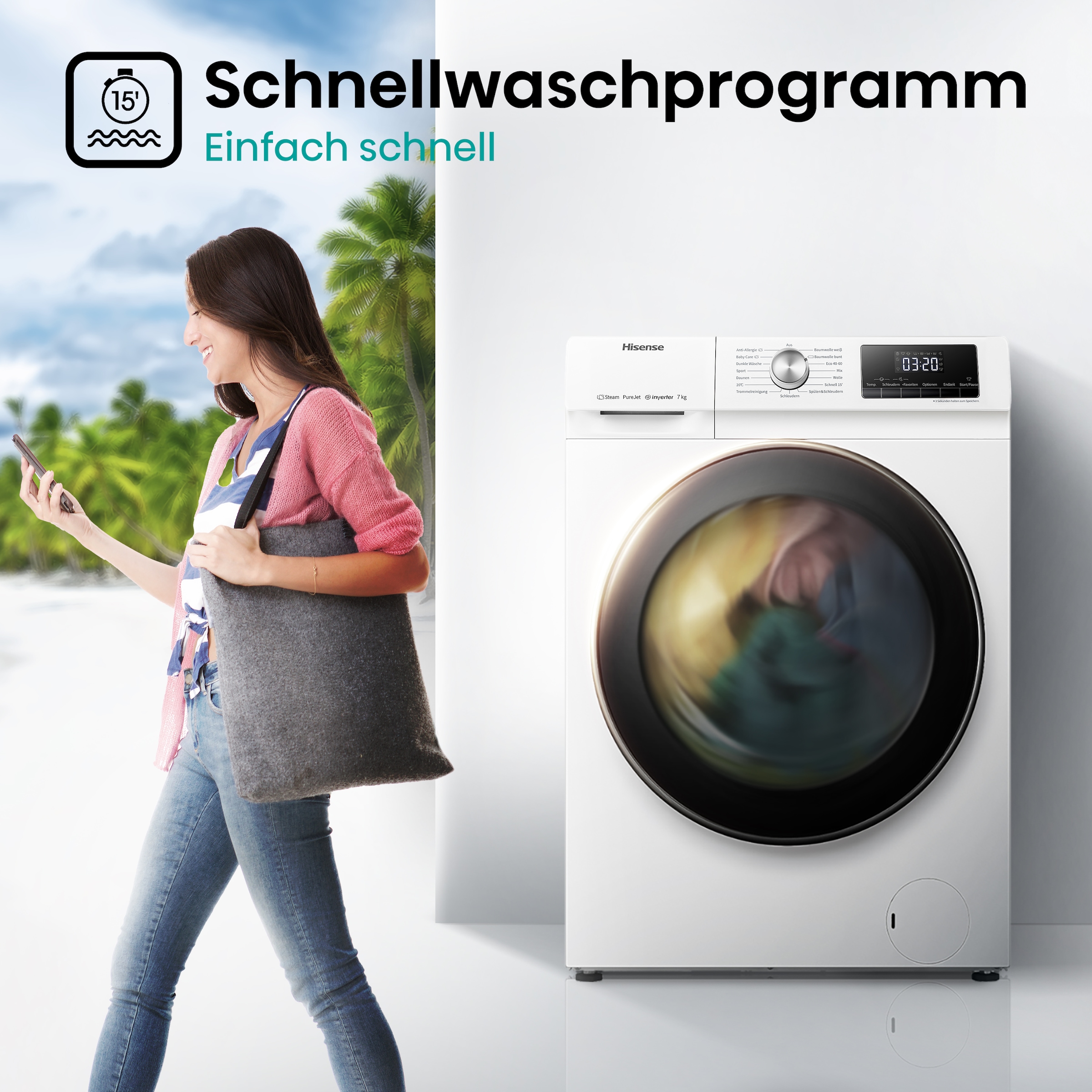 Hisense Waschmaschine WFQA7014EVJM »WFQA7014EVJM«, 7,0 kg, 1400 U/min