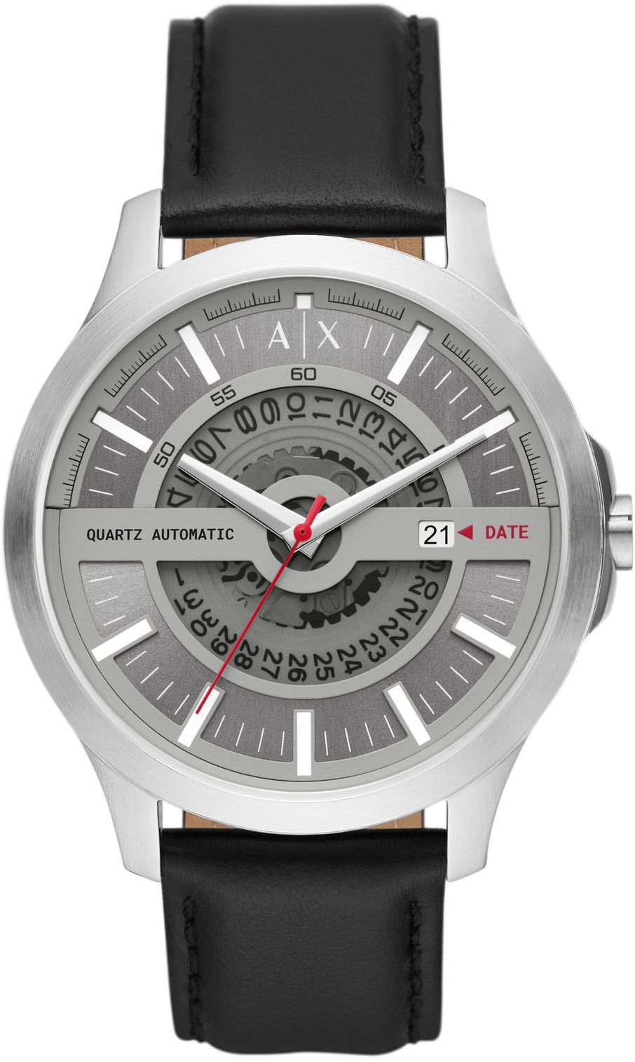 ARMANI EXCHANGE Automatikuhr »AX2445«, Armbanduhr, Herrenuhr, Mechanische Uhr, Datum, analog, Lederarmband