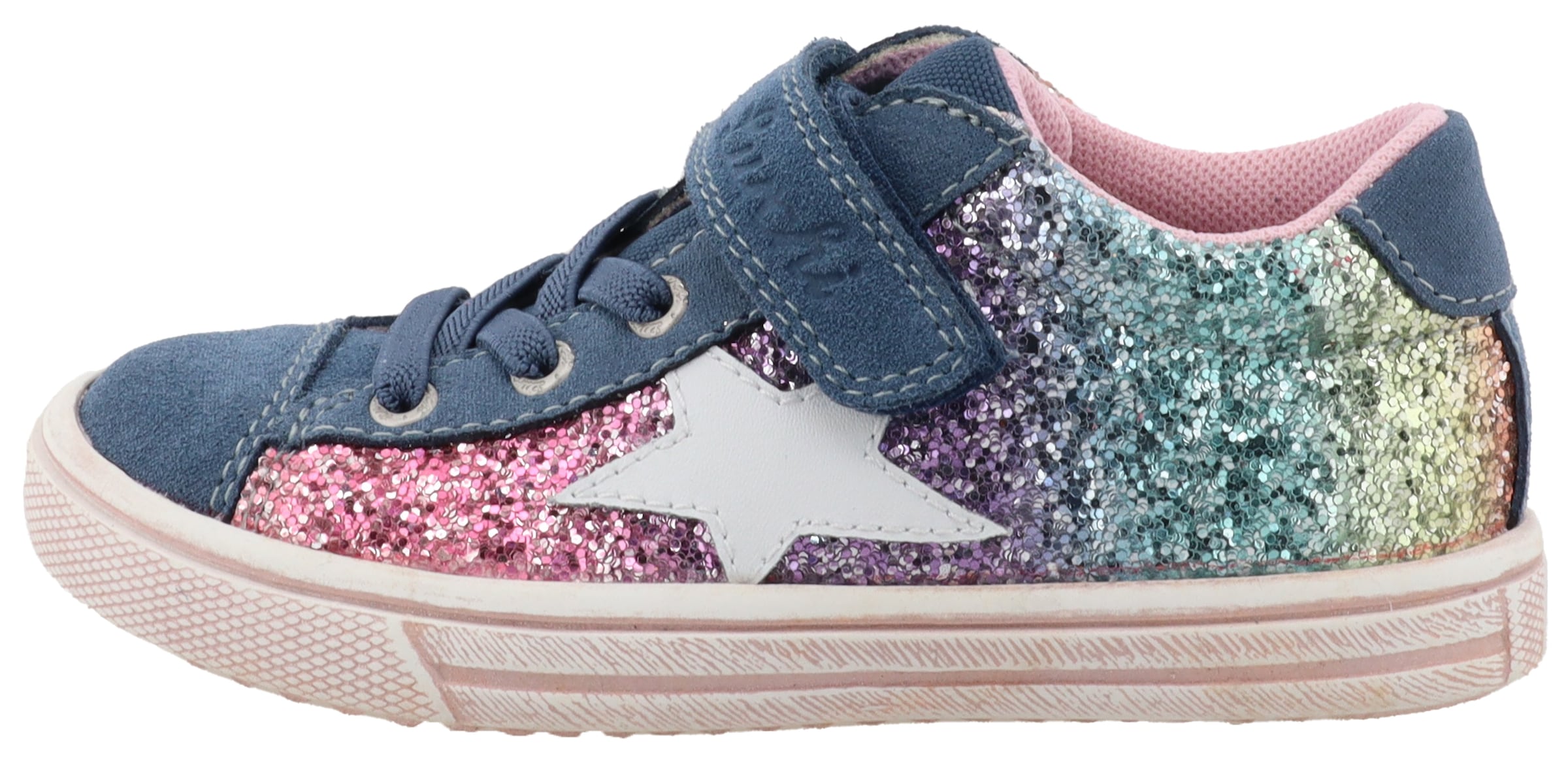 Lurchi Sneaker »Salita«, Schnürschuh mit bunten Glitzerbesatz, Größenschablone z. Download