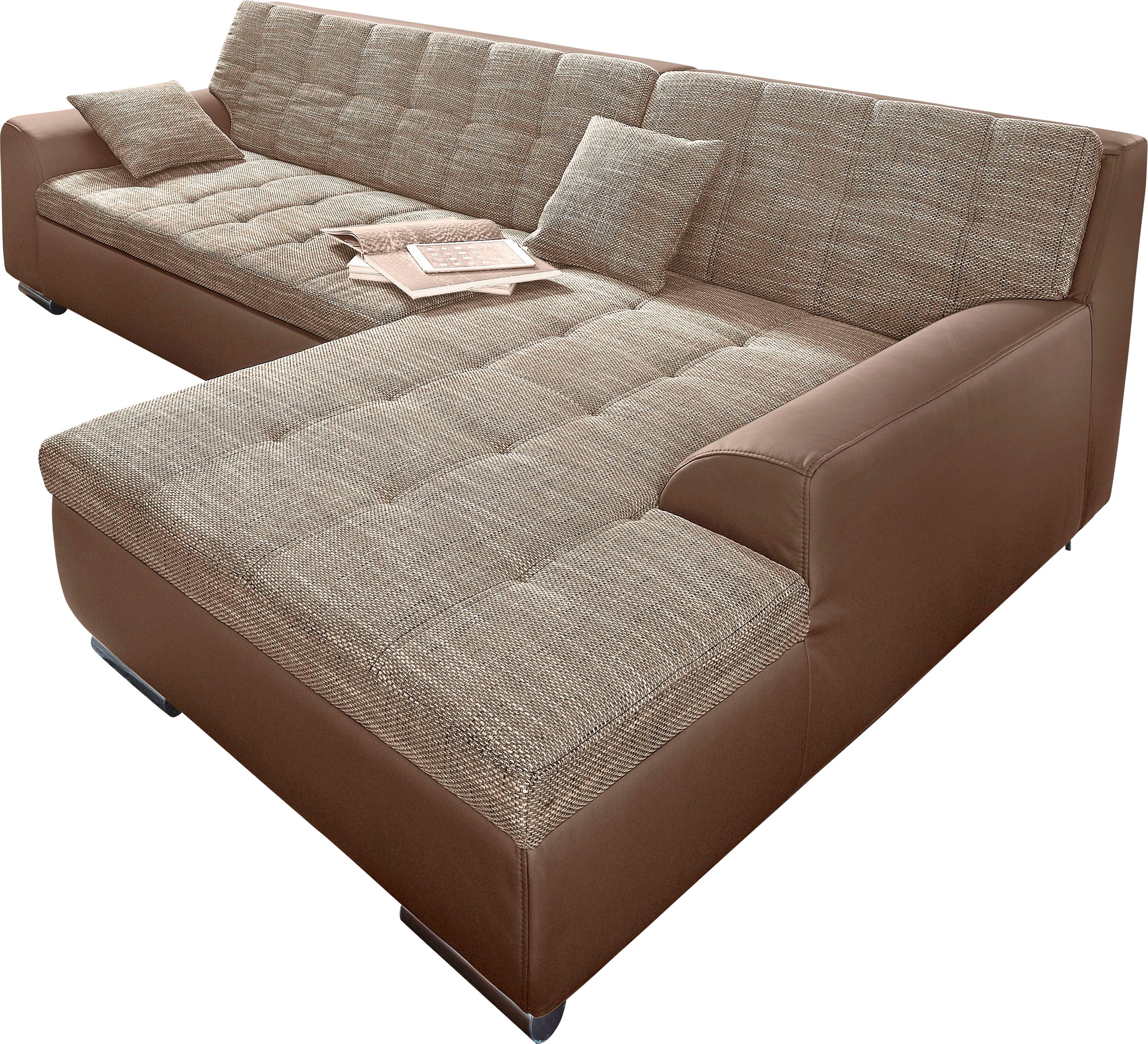 DOMO collection Ecksofa Treviso, wahlweise mit Bettfunktion, incl. Zierkissen
