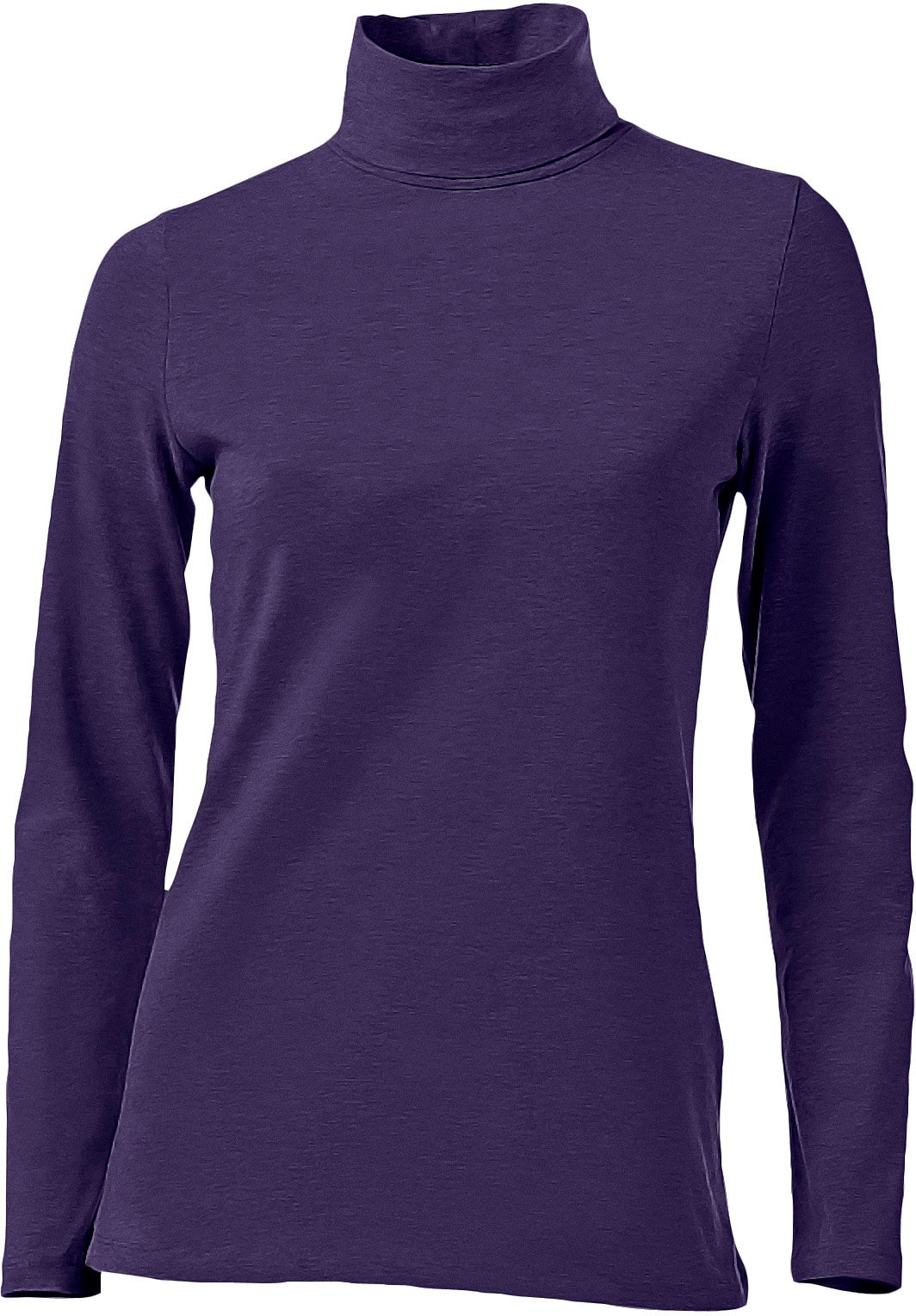 Rollkragenshirt HEINE "Rollkragen-Shirt", Damen, Gr. 46, lila (pflaume), 95% Baumwolle, 5% Elasthan, unifarben, Shirts 2