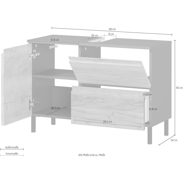 GERMANIA Waschbeckenunterschrank »Scantic«, Breite 80 cm, Badezimmerschrank,  verstellbarer Einlegeboden kaufen | BAUR