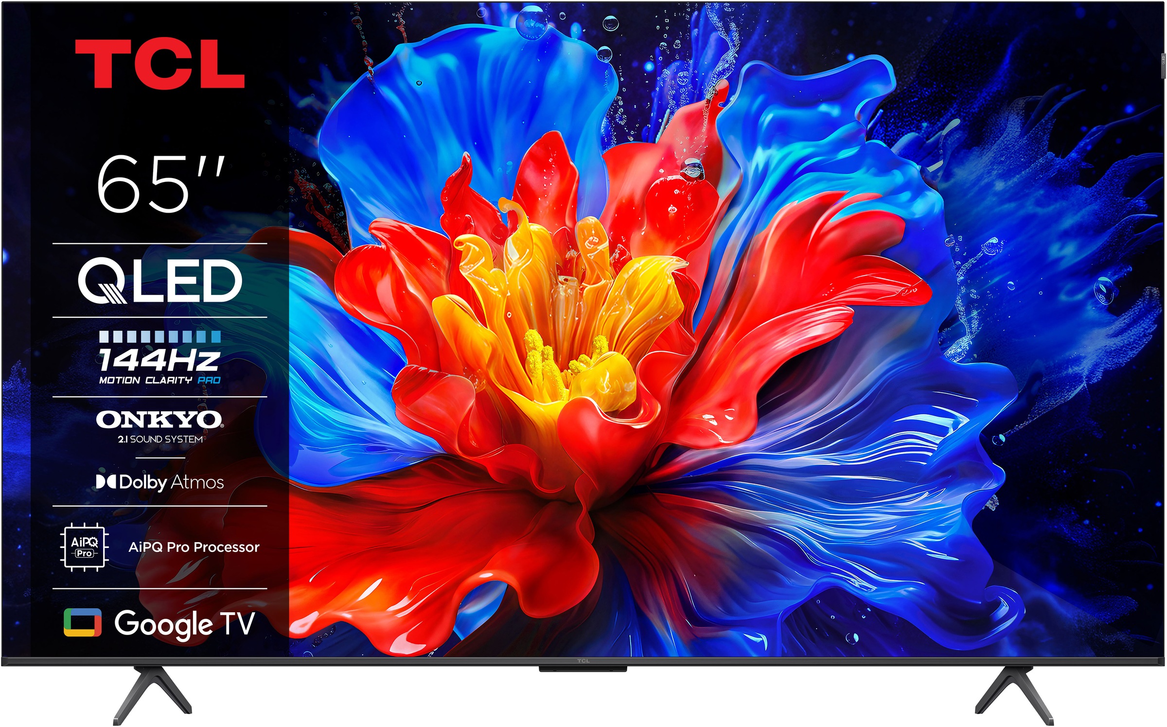 TCL QLED-Fernseher "65P81KX1", 65 ′′, schwarz, Fernseher, 144Hz, Multi-HDR, Dolby Vision, Game Master, Smart TV, Apple TV, ONKYO