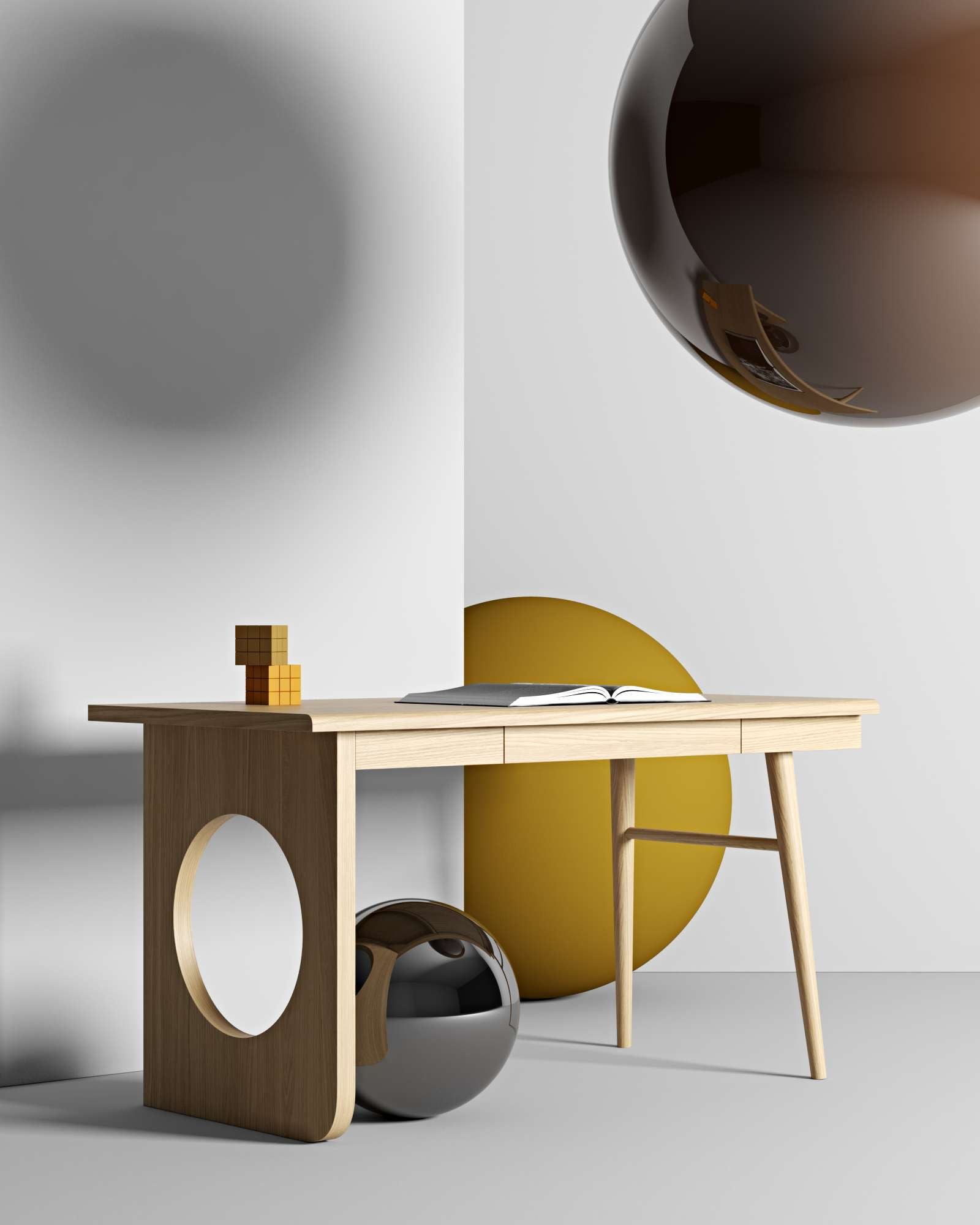 Woodman Schreibtisch "Bau", besonderes Design, Breite 140 cm, FSC-zertifizi günstig online kaufen